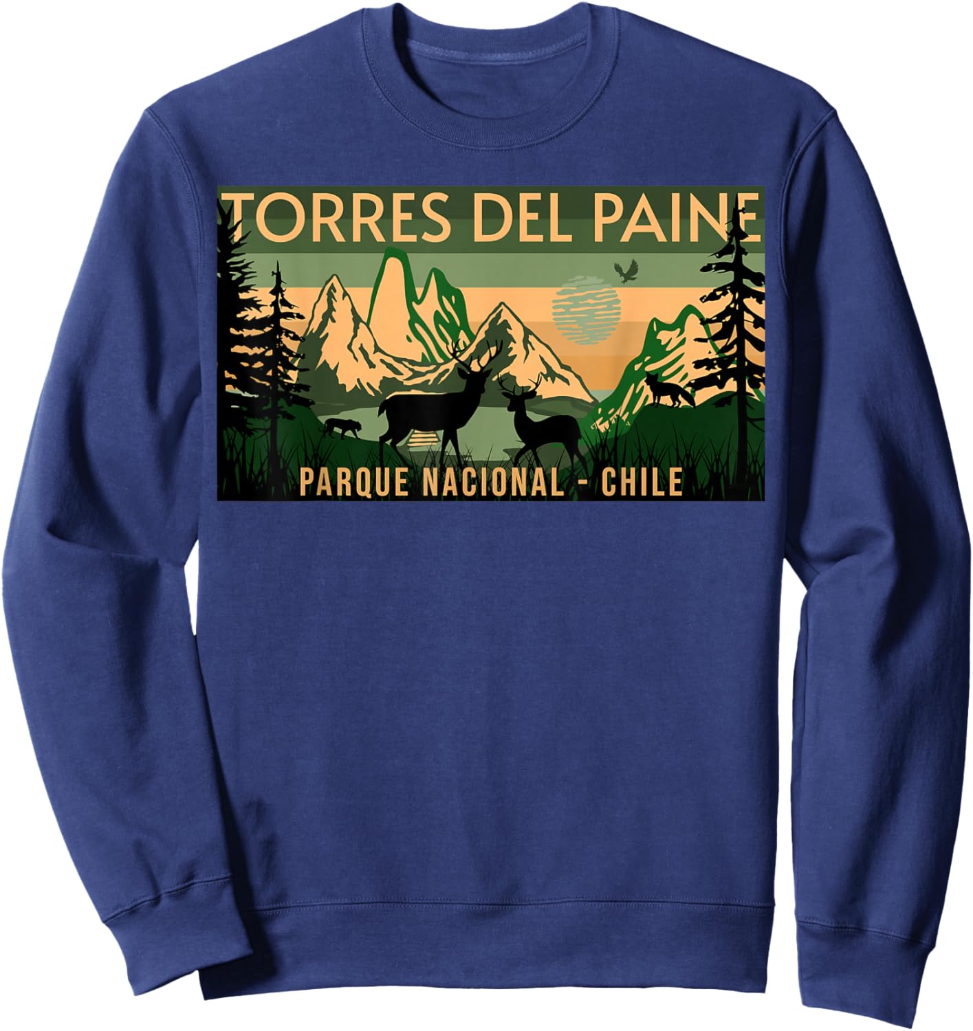 Parque Nacional Torres del Paine Chile , Small, Black Sweatshirt - Sweatshirt | Navy