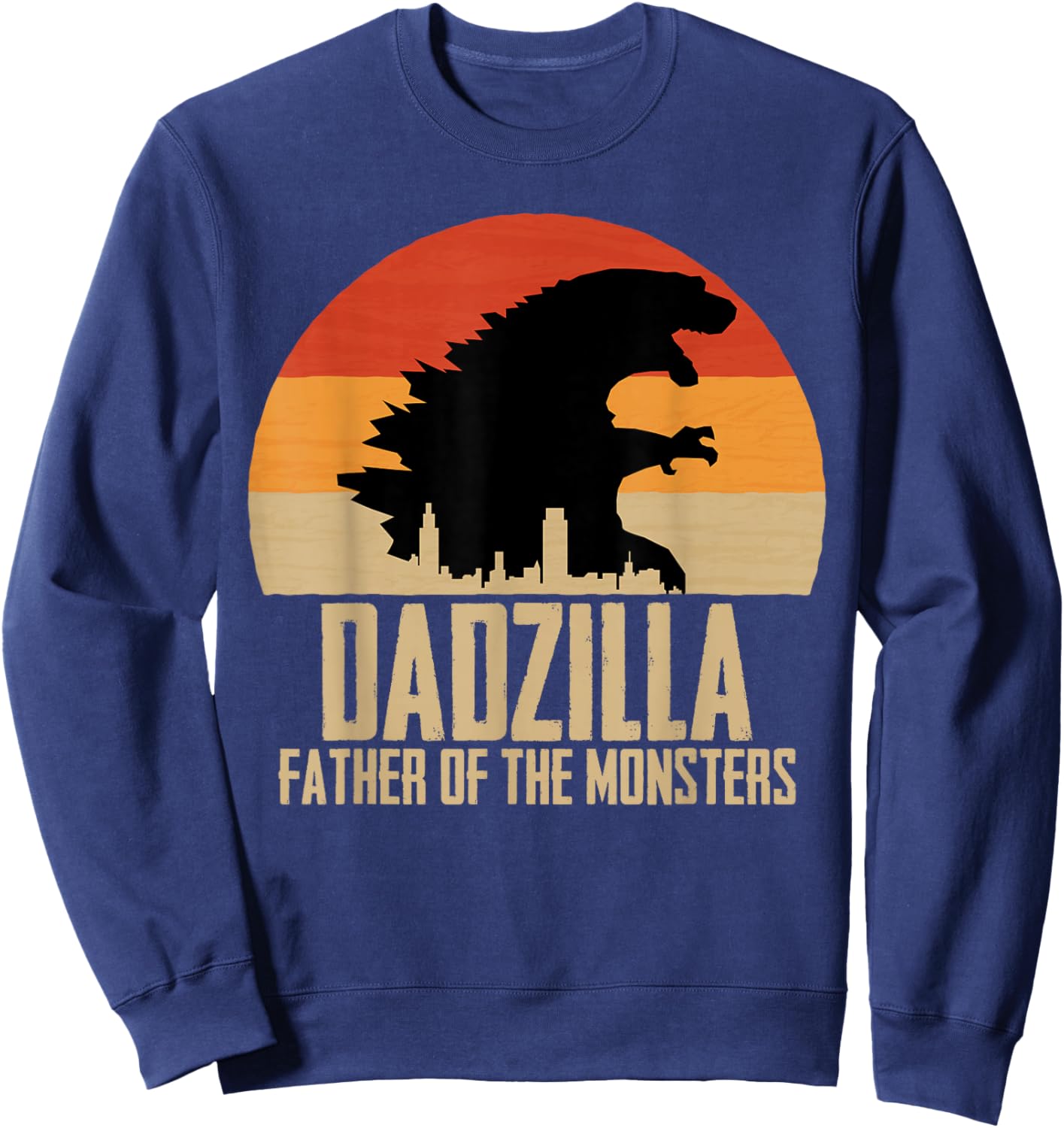 Dinosaur Dad Monsters Father's Day Dadzilla Dino Sunset Sweatshirt - Sweatshirt | Navy