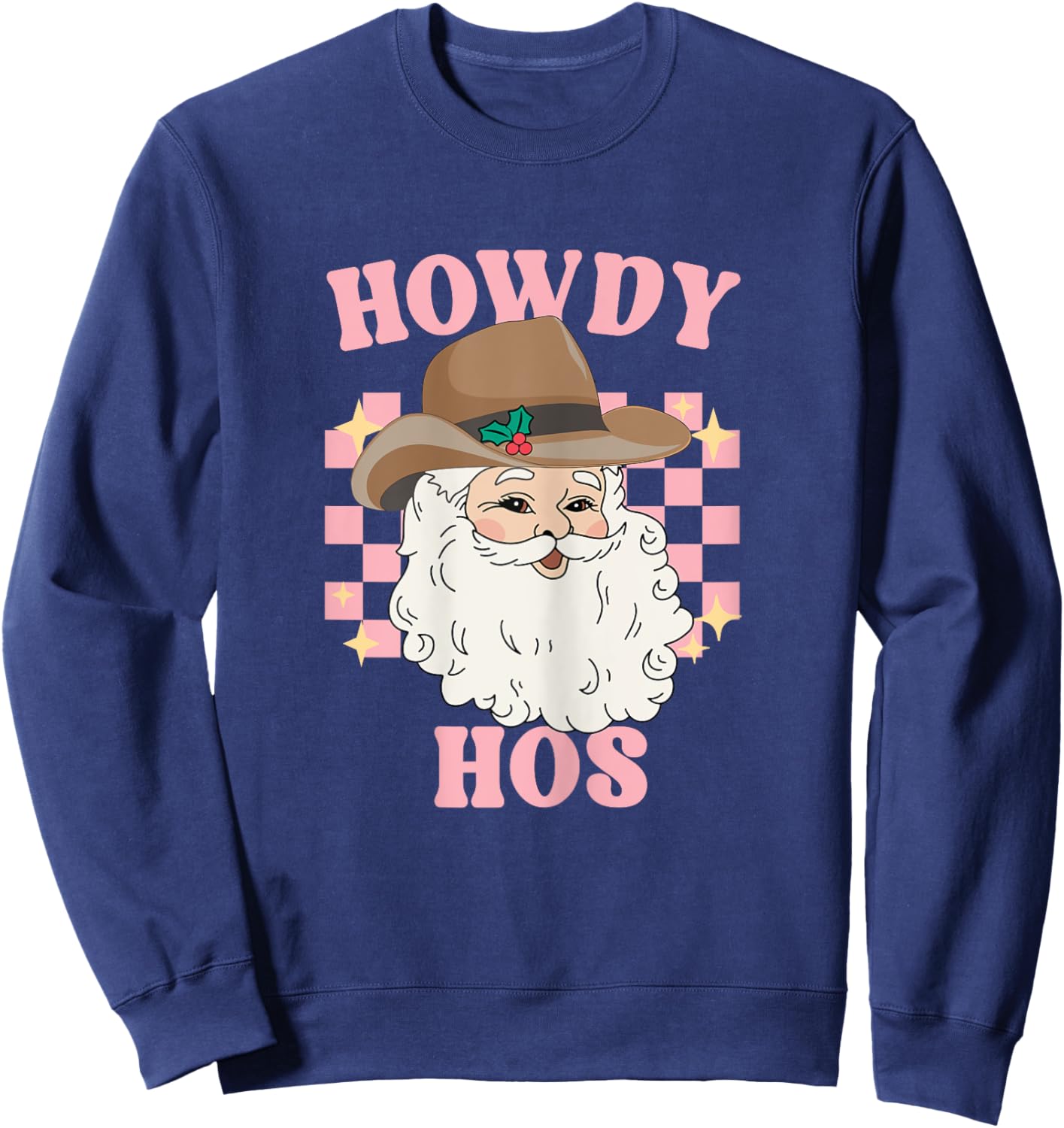 Country Cowboy Christmas Howdy Hos Groovy Western Santa Sweatshirt - Sweatshirt | Navy