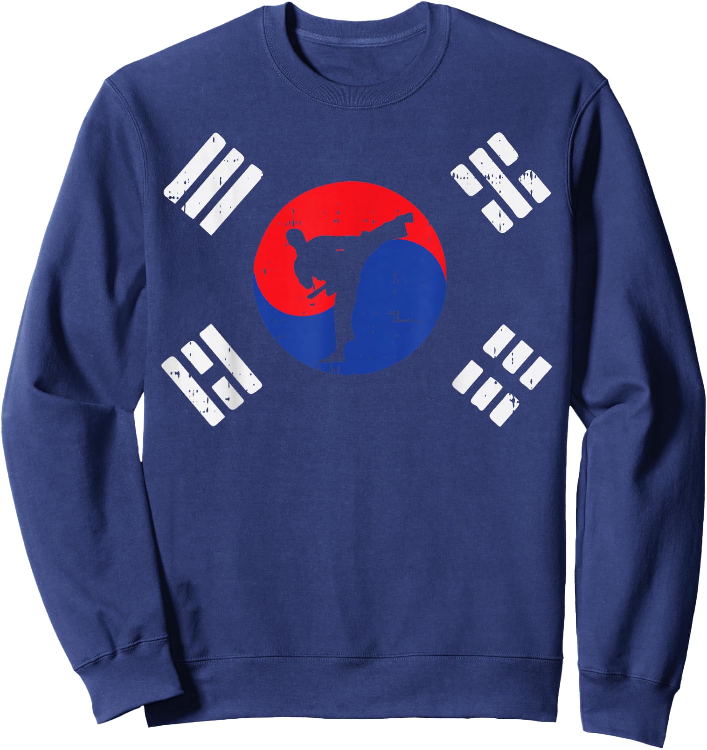Taekwondo South Korea Flag Vintage Korean Martial Arts Gift Sweatshirt - Sweatshirt | Navy