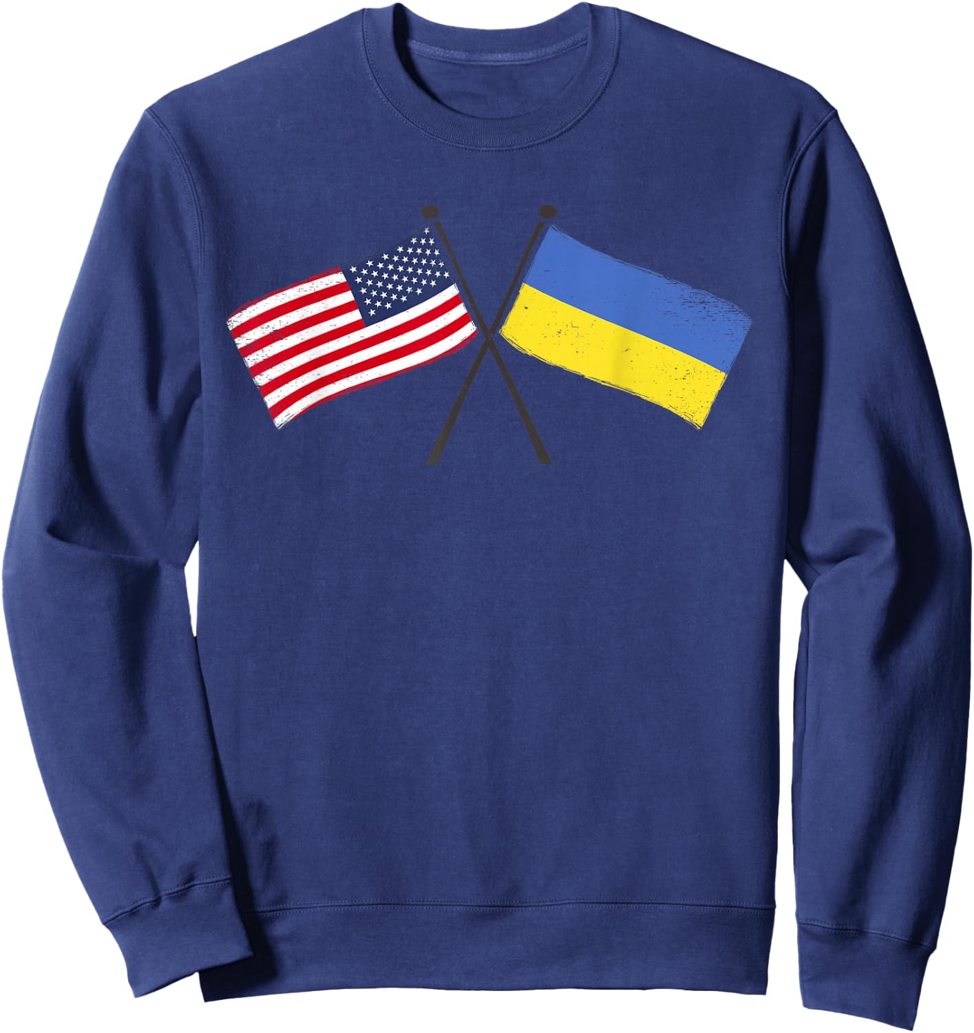USA Ukraine Crossed Flags American Ukrainian Friendship Sweatshirt - Sweatshirt | Navy