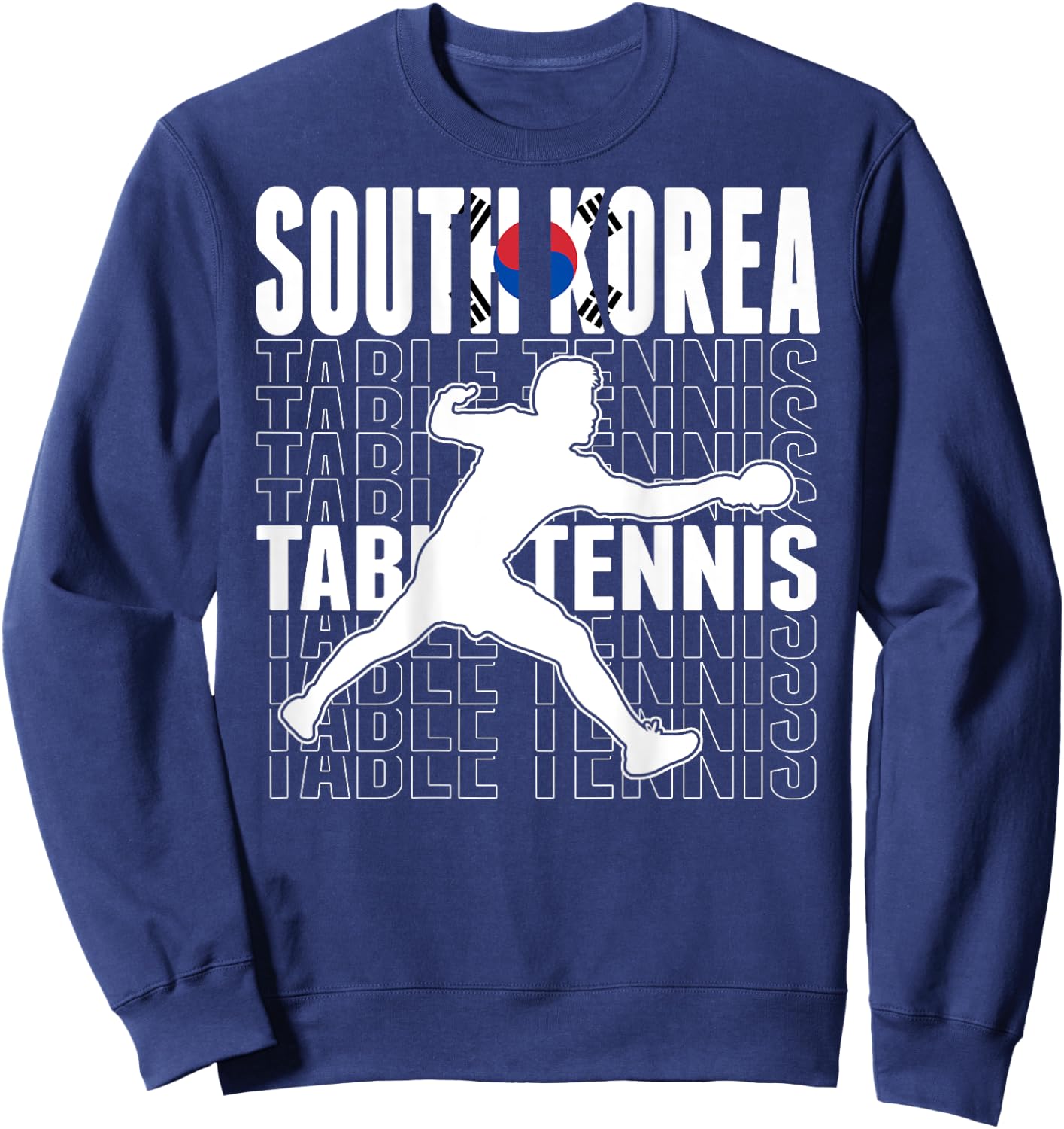 South Korea Table Tennis Fans Jersey Korean Flag Ping Pong Sweatshirt - Sweatshirt | Navy