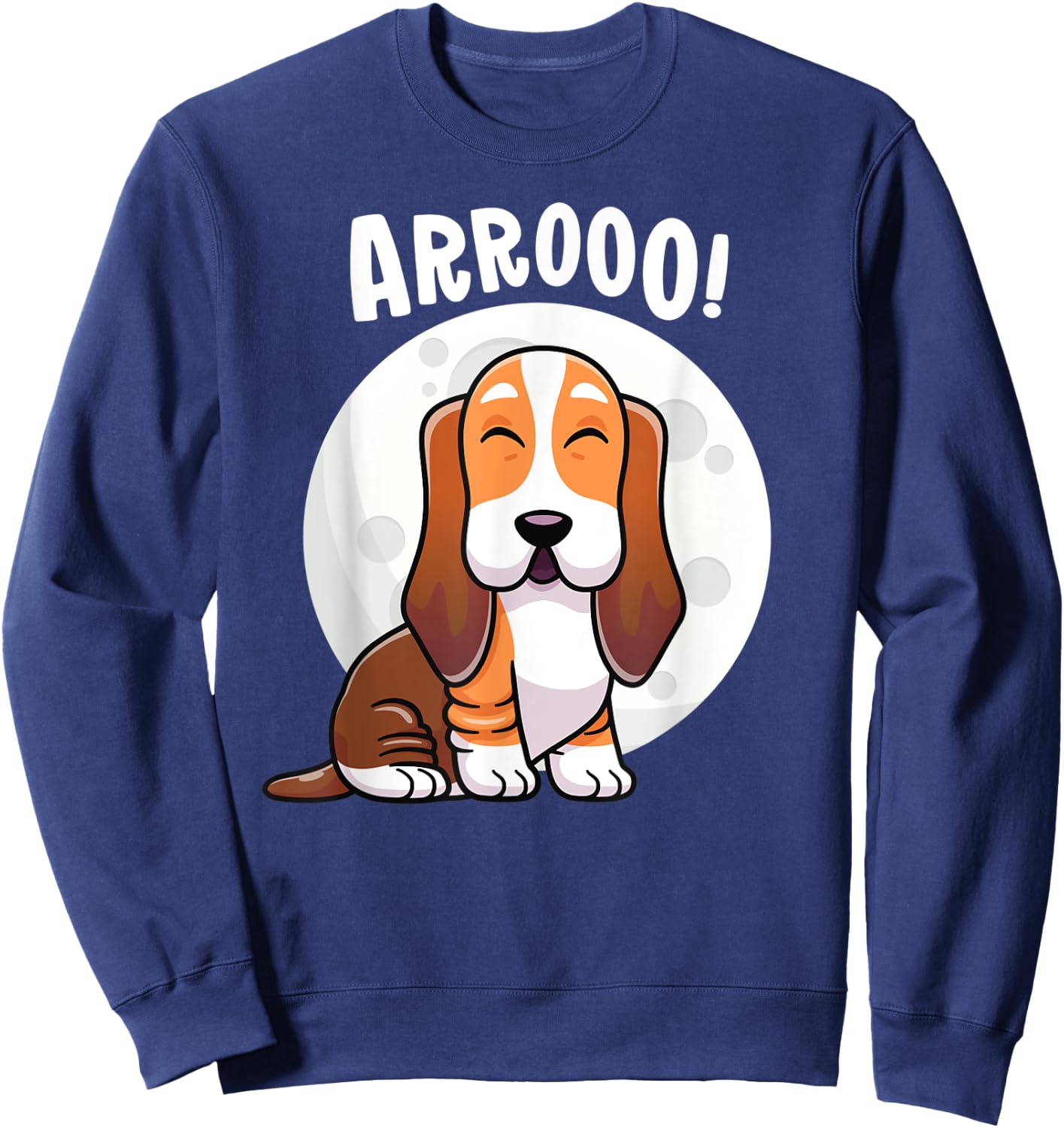 Howling Basset Hound Howl Moon Kawaii Dog Women Kids Sweatshirt - Sweatshirt | Navy