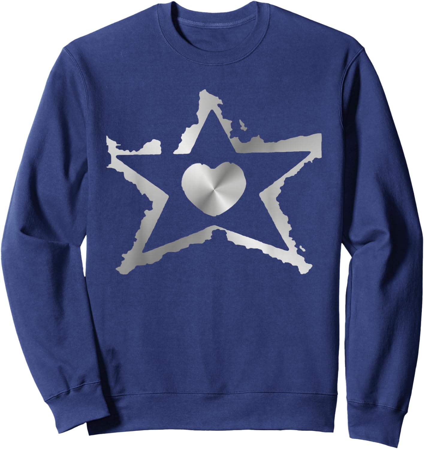 Silver Star Heart Sweatshirt - Sweatshirt | Navy