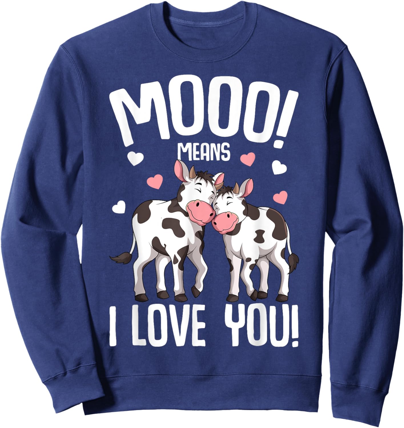 Cow Moo Women Kids Girls Sweatshirt - Sweatshirt | Navy