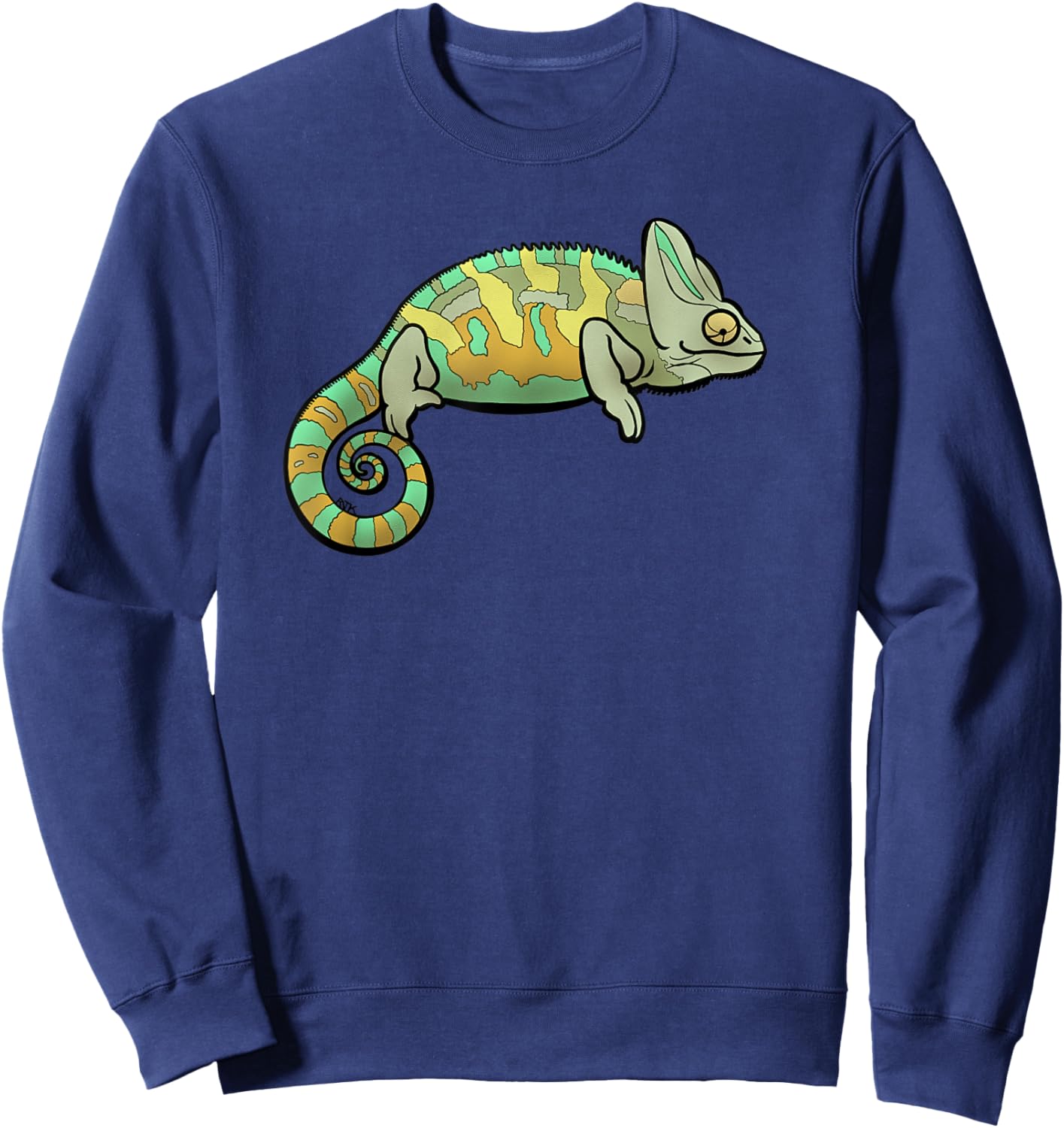 Veiled Chameleon Reptile Colorful Lizard Conehead Chameleon Sweatshirt - Sweatshirt | Navy