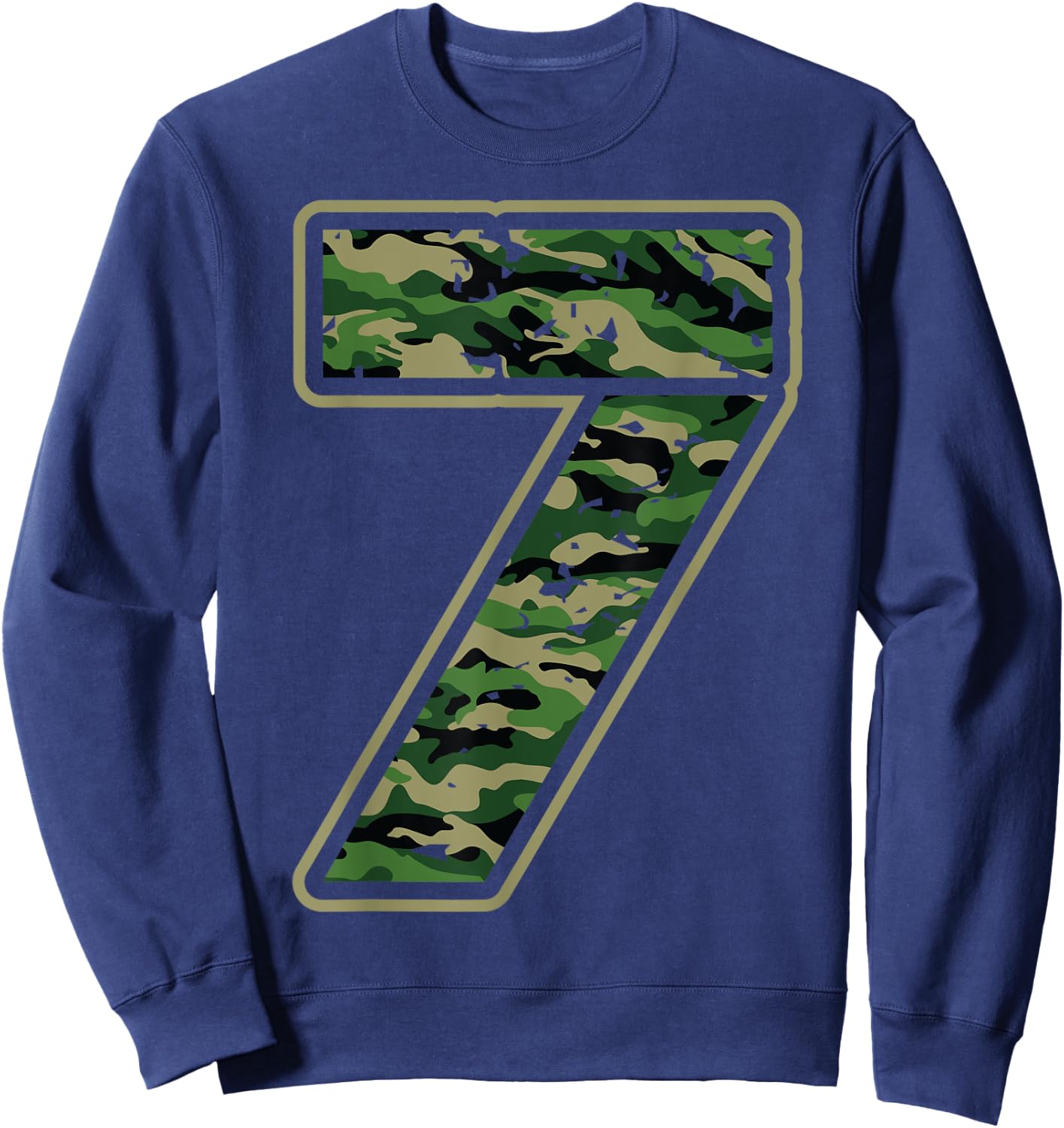 Cute Camouflage 7th Birthday Gift | 7 Years Old Boy Girl Kid Sweatshirt - Sweatshirt | Navy