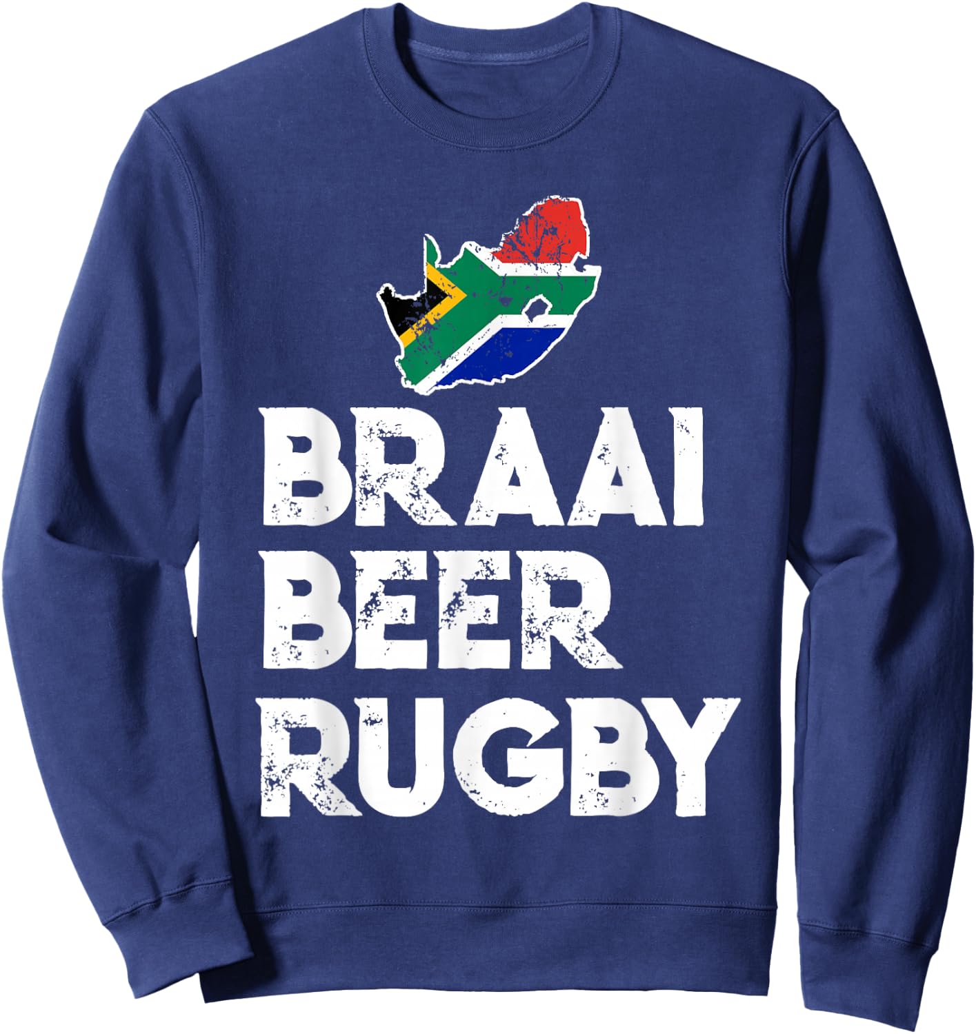 South African Braai Beer Rugby Flag Patriotic Sweatshirt - Sweatshirt | Navy