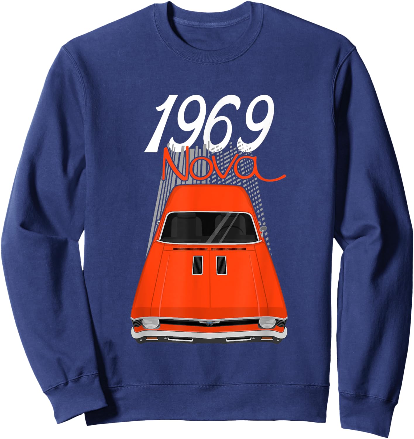1969 69 Chevys Nova 2 Classic Car Old School Muscle Car Sweatshirt - Sweatshirt | Navy