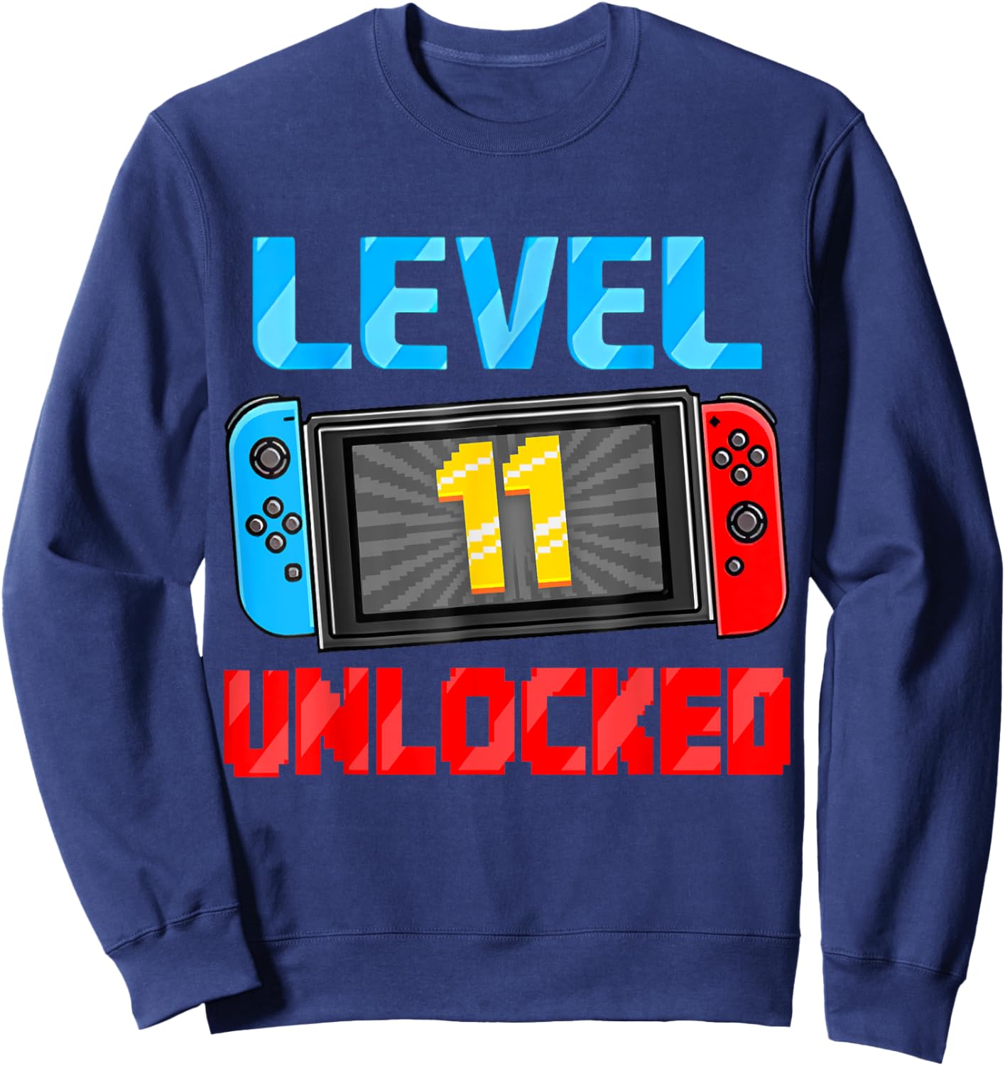 Level 11 Unlocked Gamer 11th Birthday Gift Video Game Boys Sweatshirt - Sweatshirt | Navy