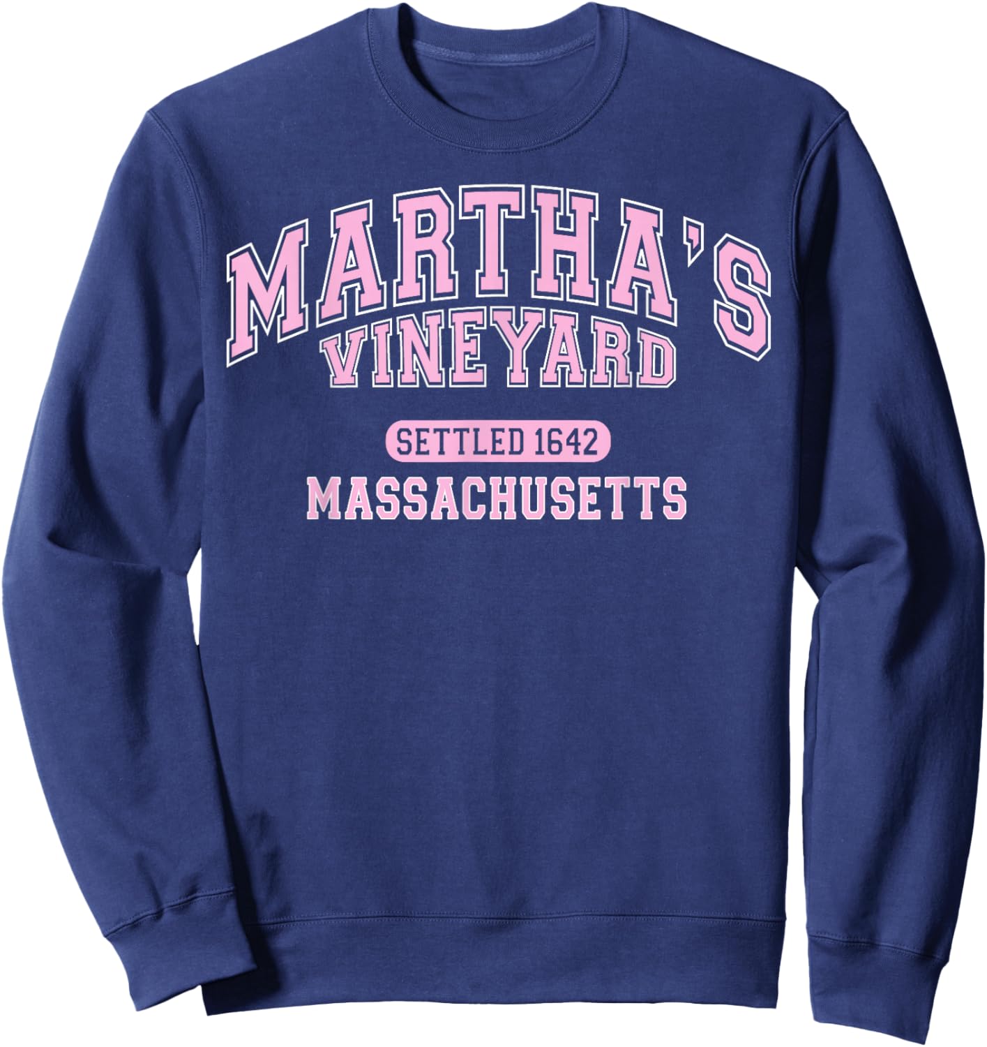 Martha's Vineyard Massachusetts Vintage Sports Pink Sweatshirt - Sweatshirt | Navy