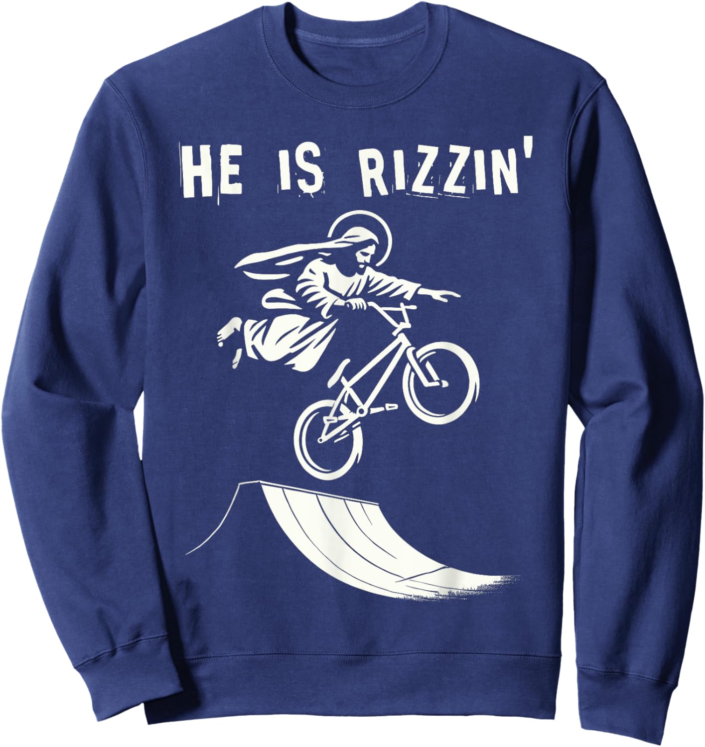 Bmx Jesus & bmx funny jesus christ christian bike ride kid Sweatshirt - Sweatshirt | Navy