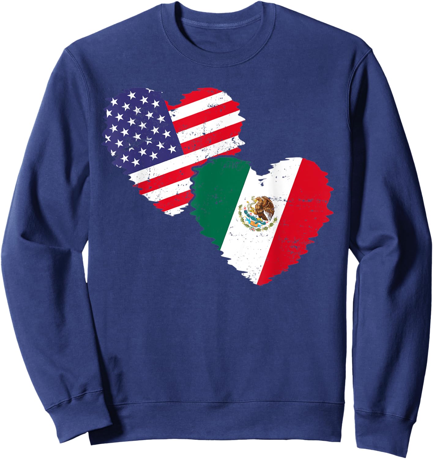 US Flag Mexican Flag Friendship Hearts Mexico Kids Men Sweatshirt - Sweatshirt | Navy