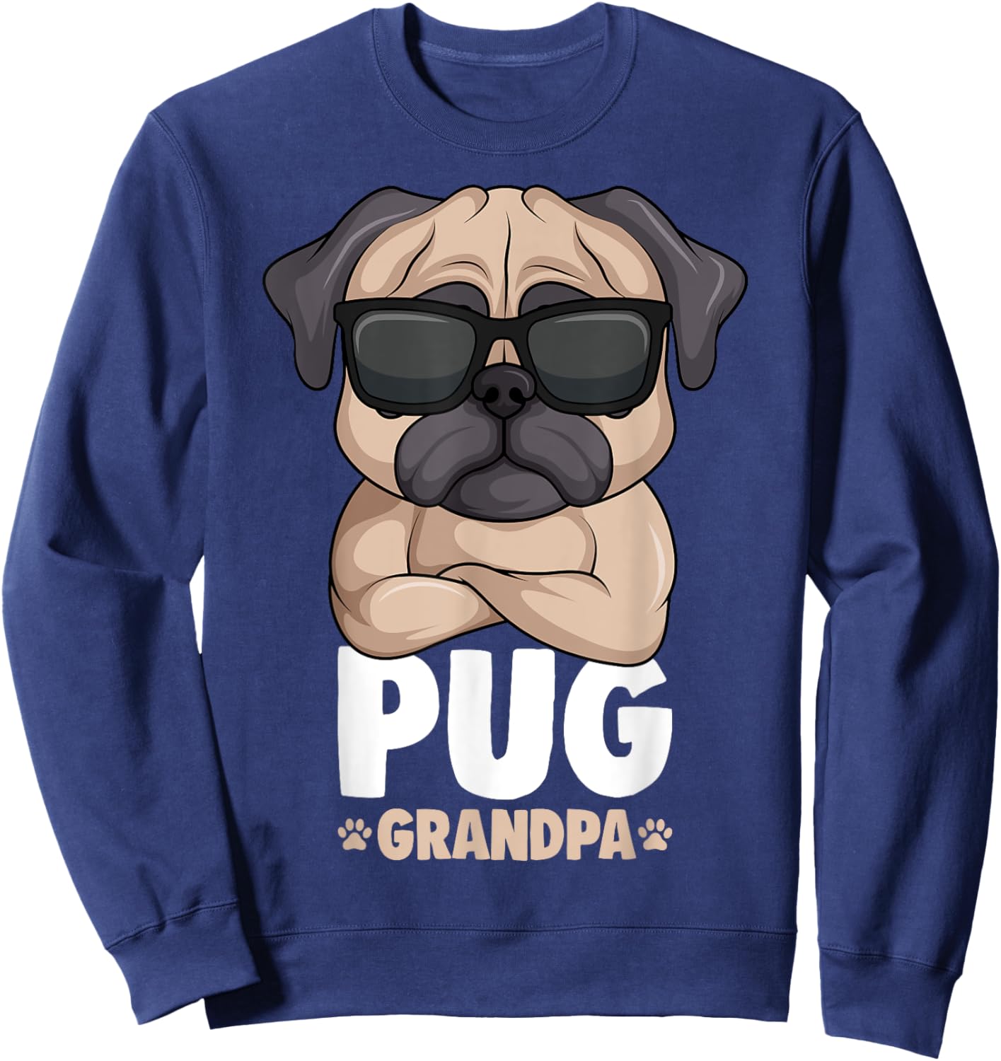 Pug Grandpa Dog Sweatshirt - Sweatshirt | Navy