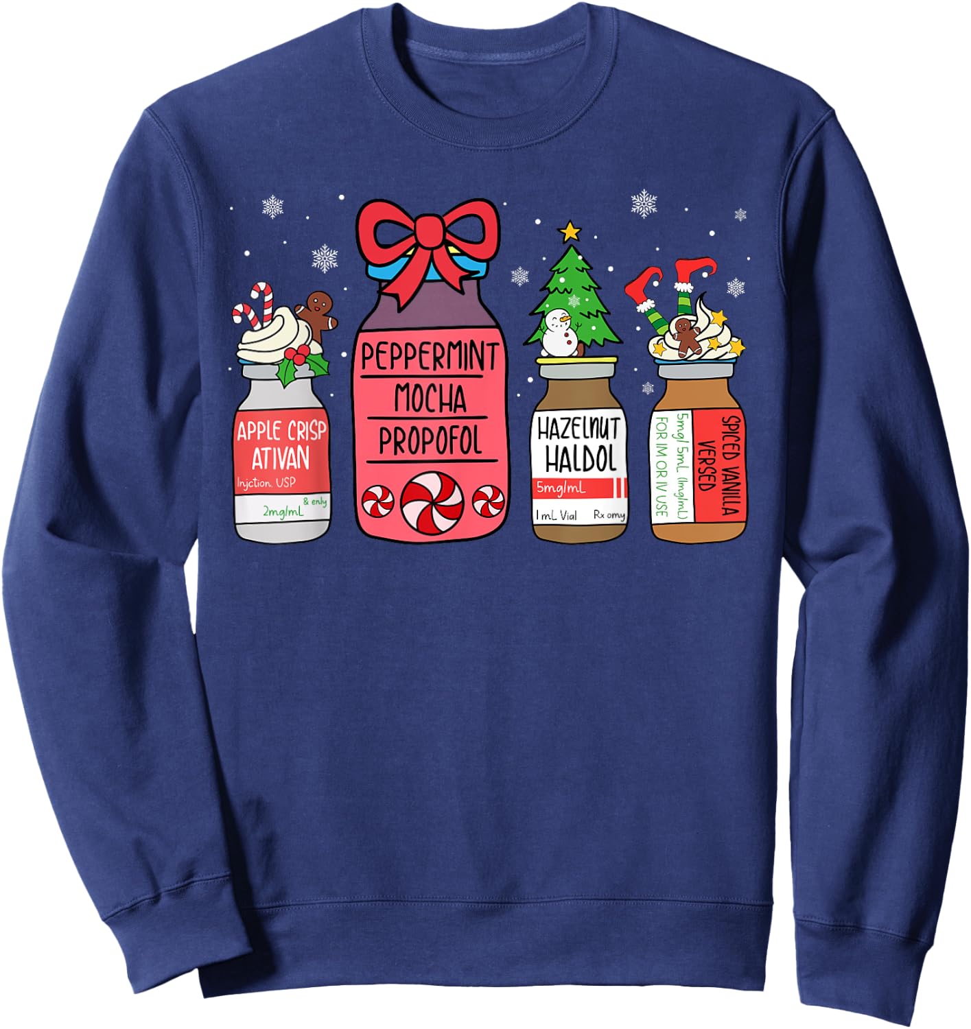 Peppermint Mocha Propofol Christmas Nurse ER ED ICU RN Scrub Sweatshirt - Sweatshirt | Navy