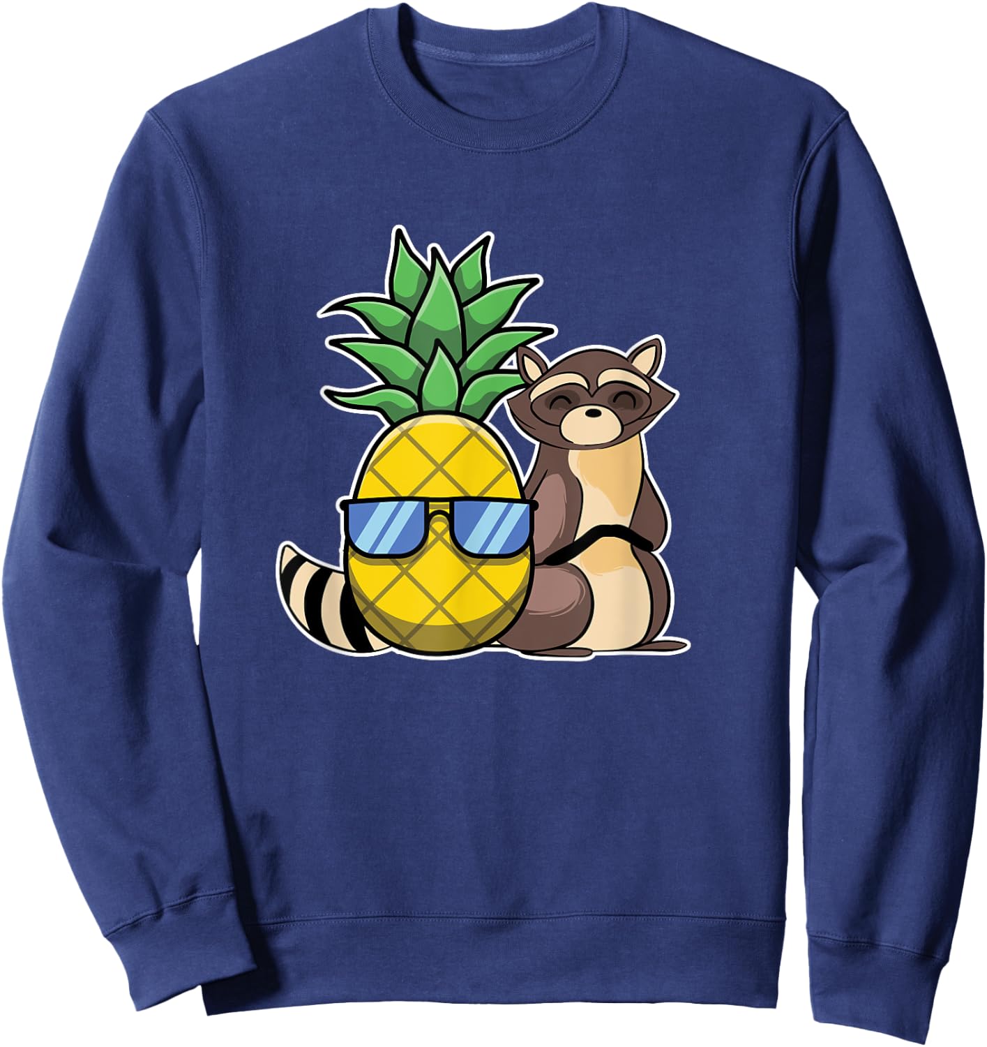 Pineapple Aloha Beaches Hawaii Raccoon Gift - Racoon Women Kids Sweatshirt - Sweatshirt | Navy