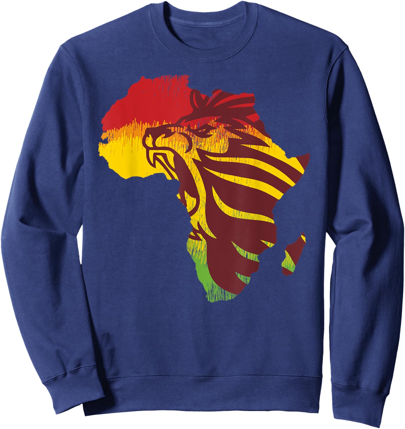 Roar Africa Map Lion Face Reggae Rasta Gift Design design Sweatshirt - Sweatshirt | Navy