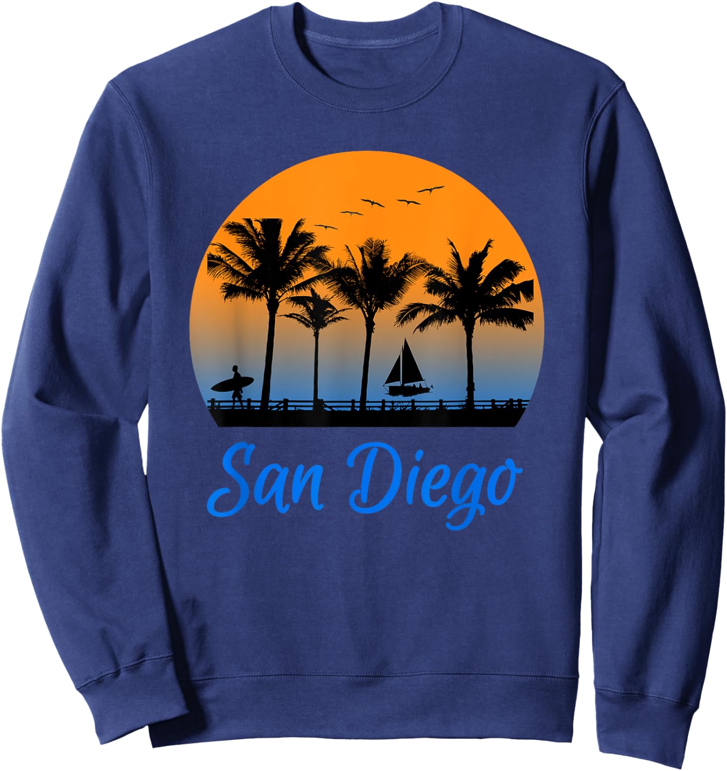 San Diego California Travel Surfing Sweatshirt - Sweatshirt | Navy