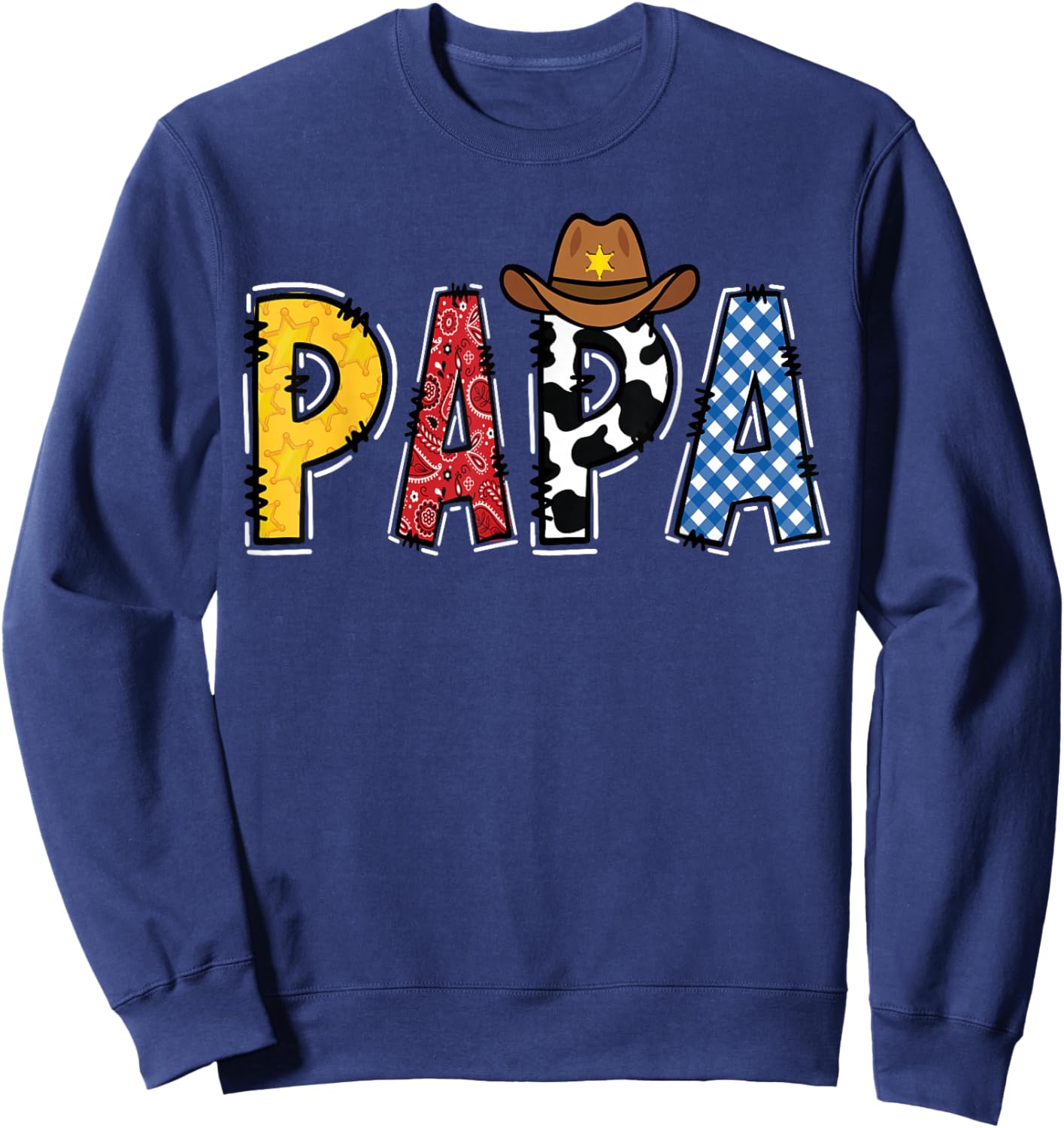 Cowboy Papa Western Rodeo Theme Kids Birthday Party Sweatshirt - Sweatshirt | Navy