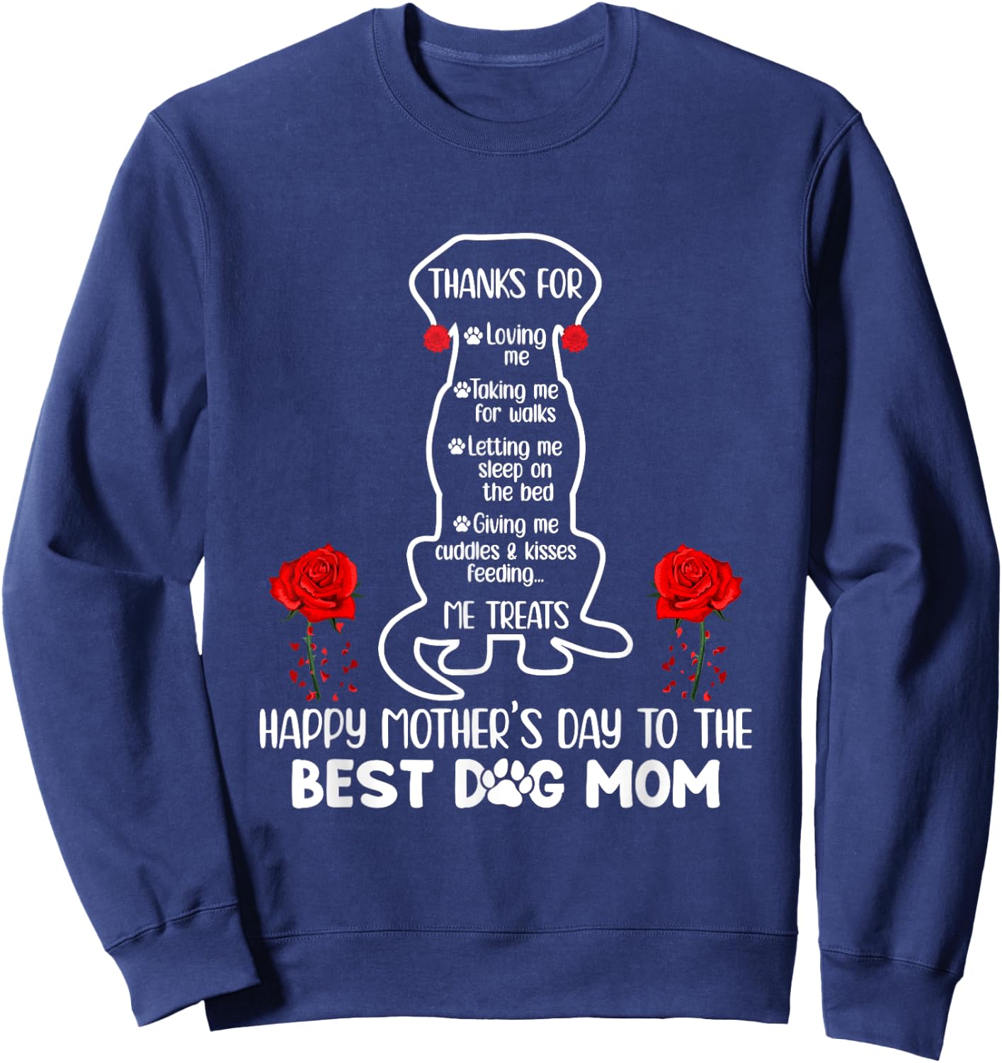 Happy Mother's Day Dog Mom Funny Mom Dog Owner Best Dog Mama Sweatshirt - Sweatshirt | Navy