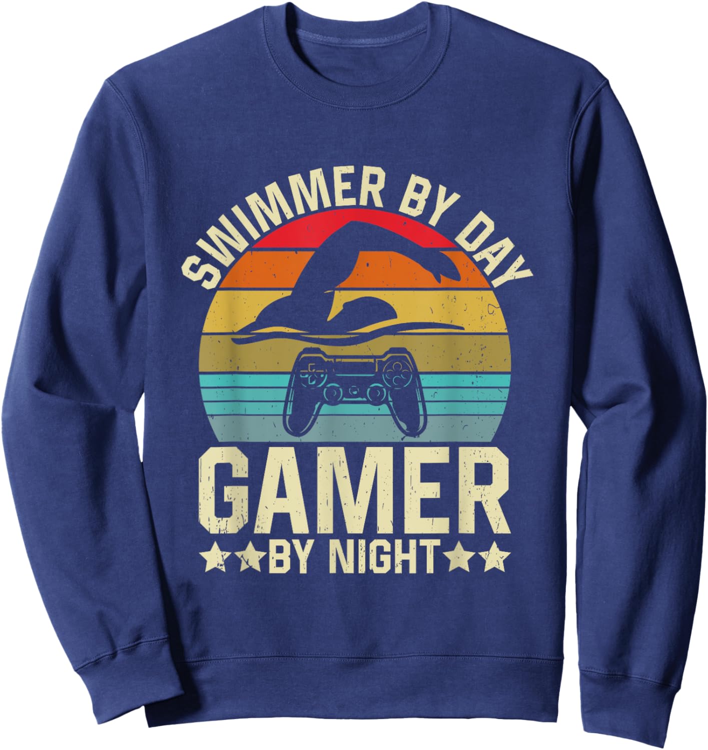 Swimmer By Day Gamer By Night Swimming Video Games Lover Sweatshirt - Sweatshirt | Navy