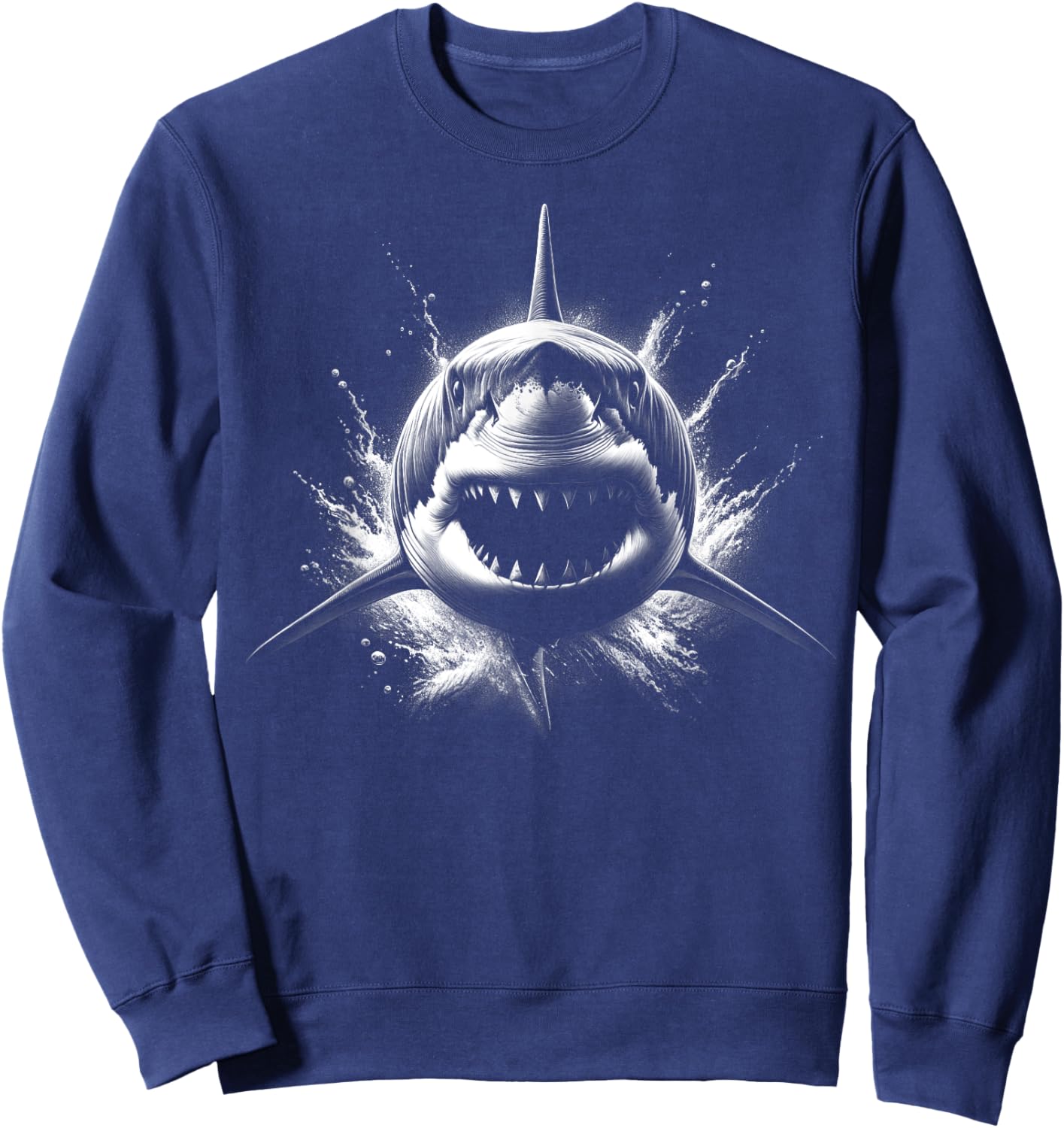 Cool Shark with Open Mouth in Black and White Style Sweatshirt - Sweatshirt | Navy
