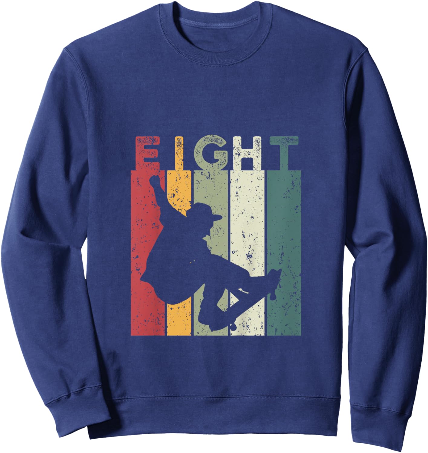 8 Years Old Skater Vintage Skateboard Skateboarder Sweatshirt - Sweatshirt | Navy