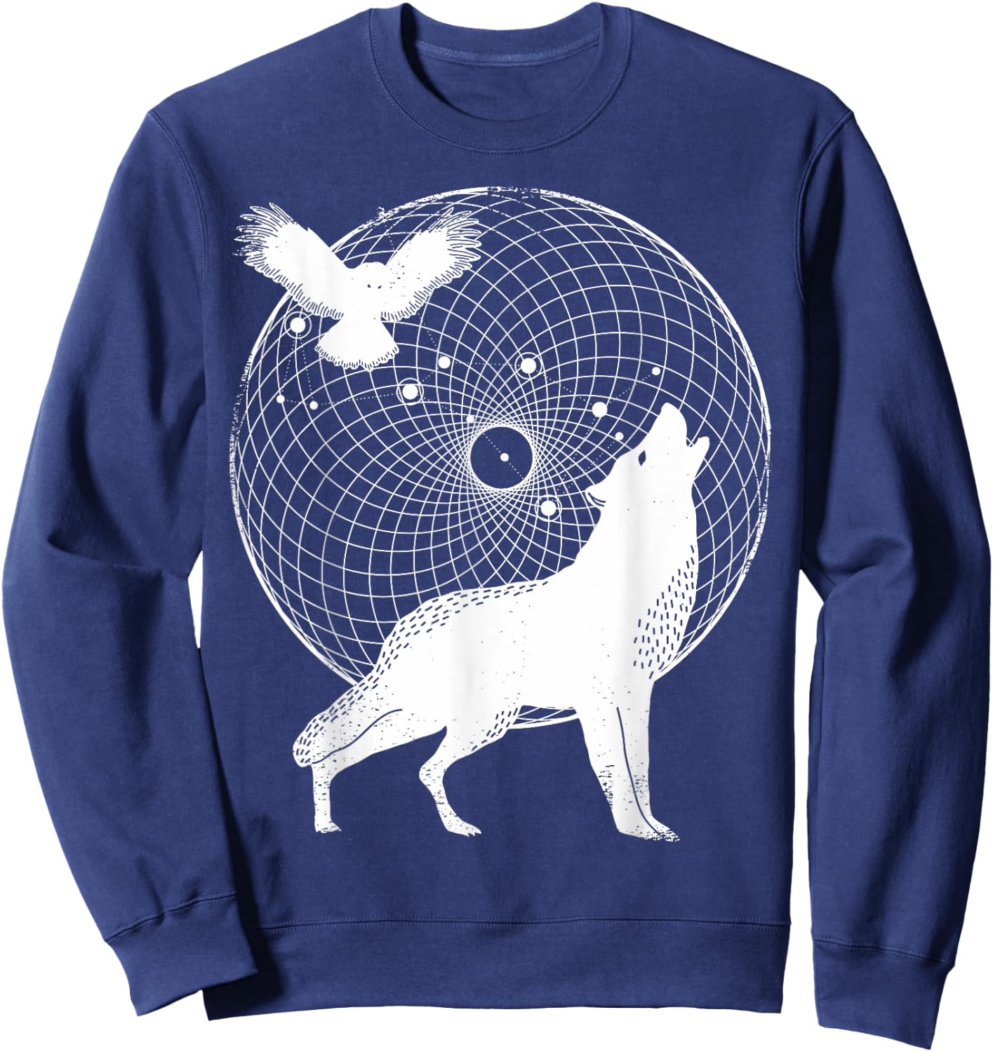 The Dharma Store - Torus Wolf - Sacred Geometry Sweatshirt - Sweatshirt | Navy