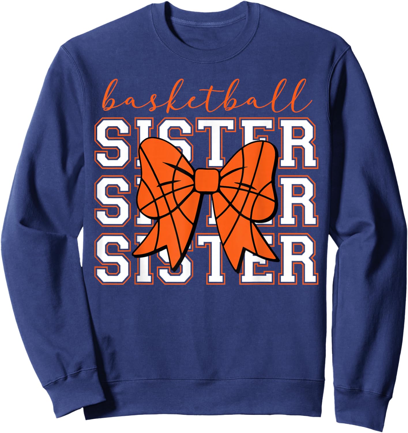 Basketball Sister Vintage Sport Lover Sister Mothers Da Sweatshirt - Sweatshirt | Navy