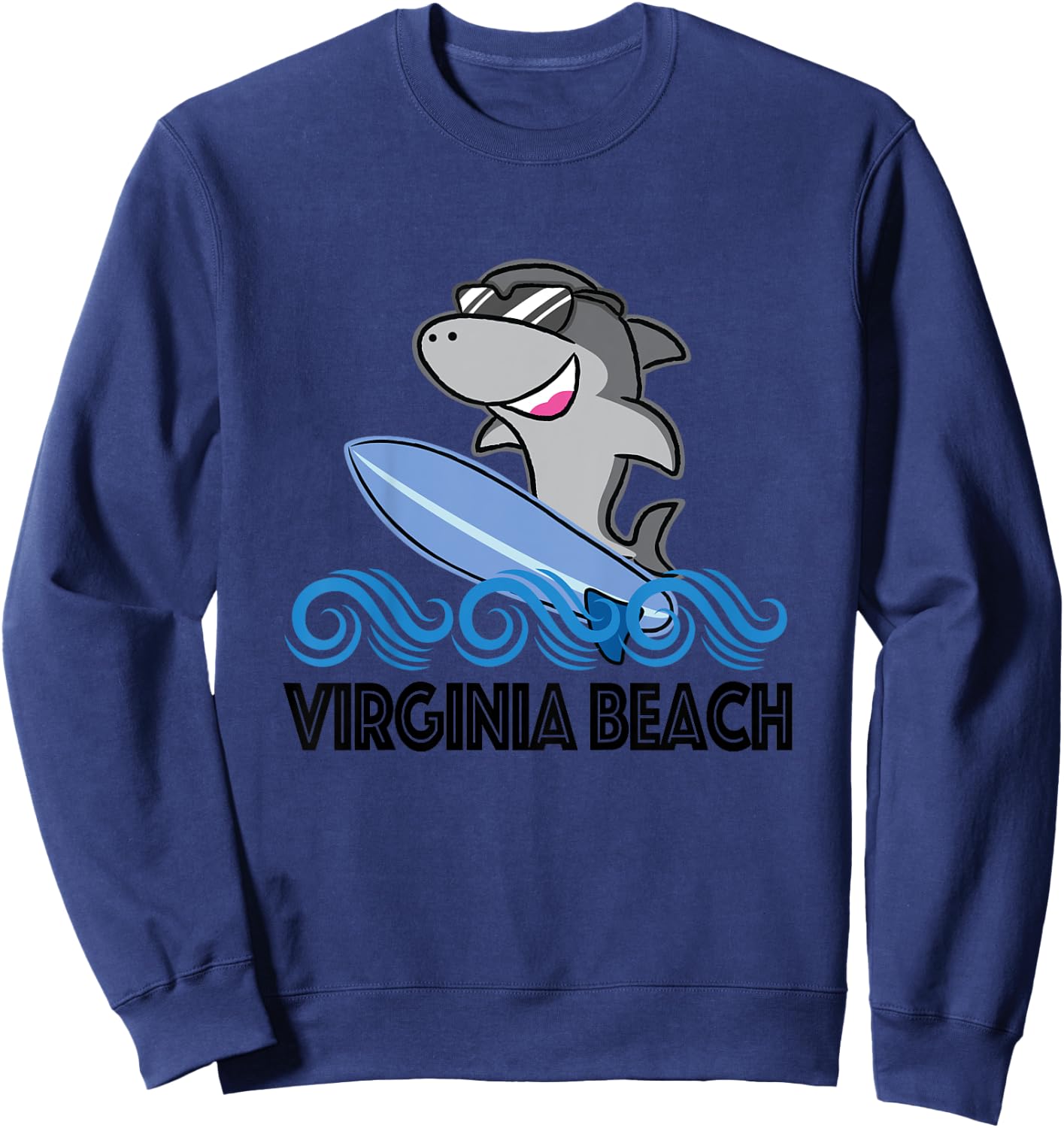 Virginia Beach VA Funny Shark Girls Kids Sweatshirt - Sweatshirt | Navy