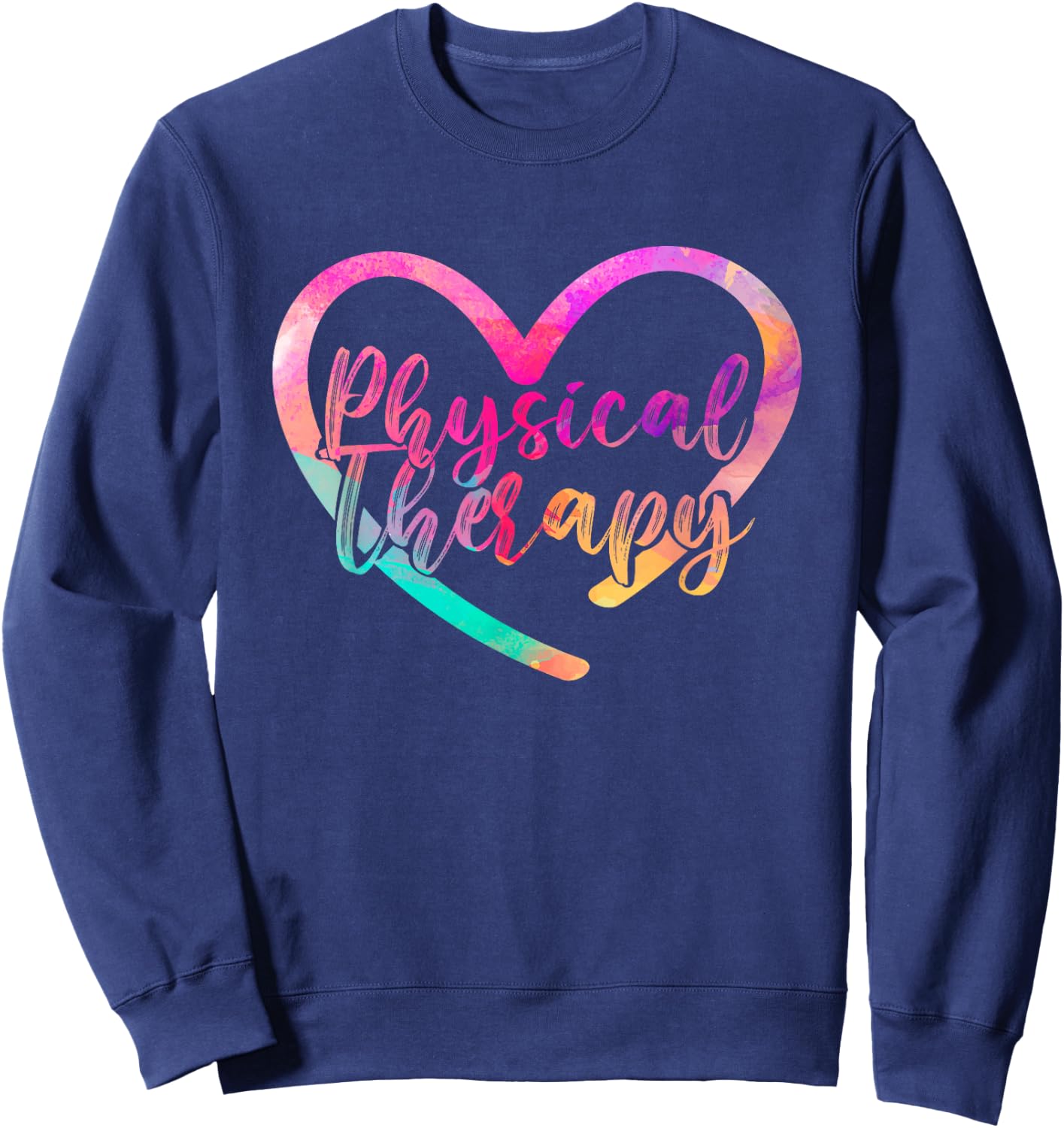 Love PTA Doctor Heart Physical Valentines Day Gift Therapy Sweatshirt - Sweatshirt | Navy