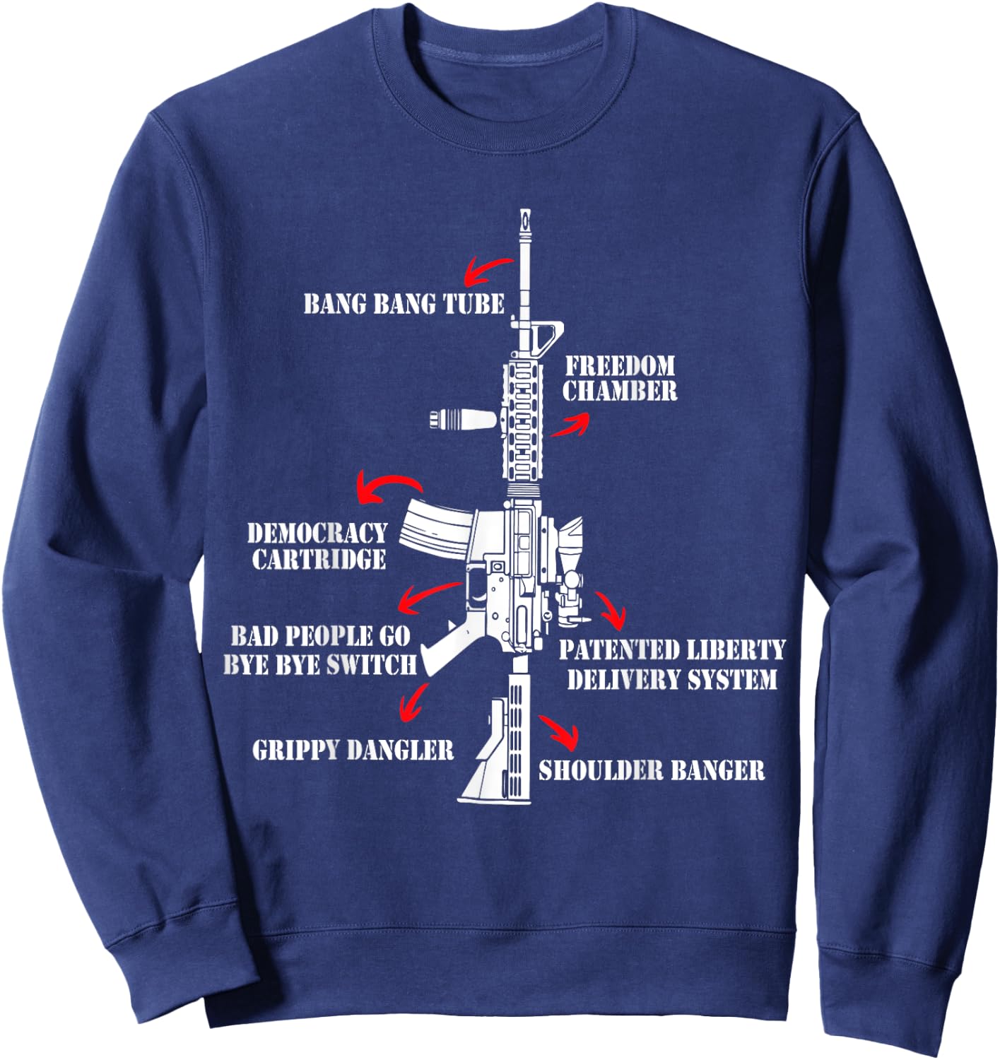 AR15 Shirts Women Funny Diagram Pro Gun Lover Gifts Sweatshirt - Sweatshirt | Navy