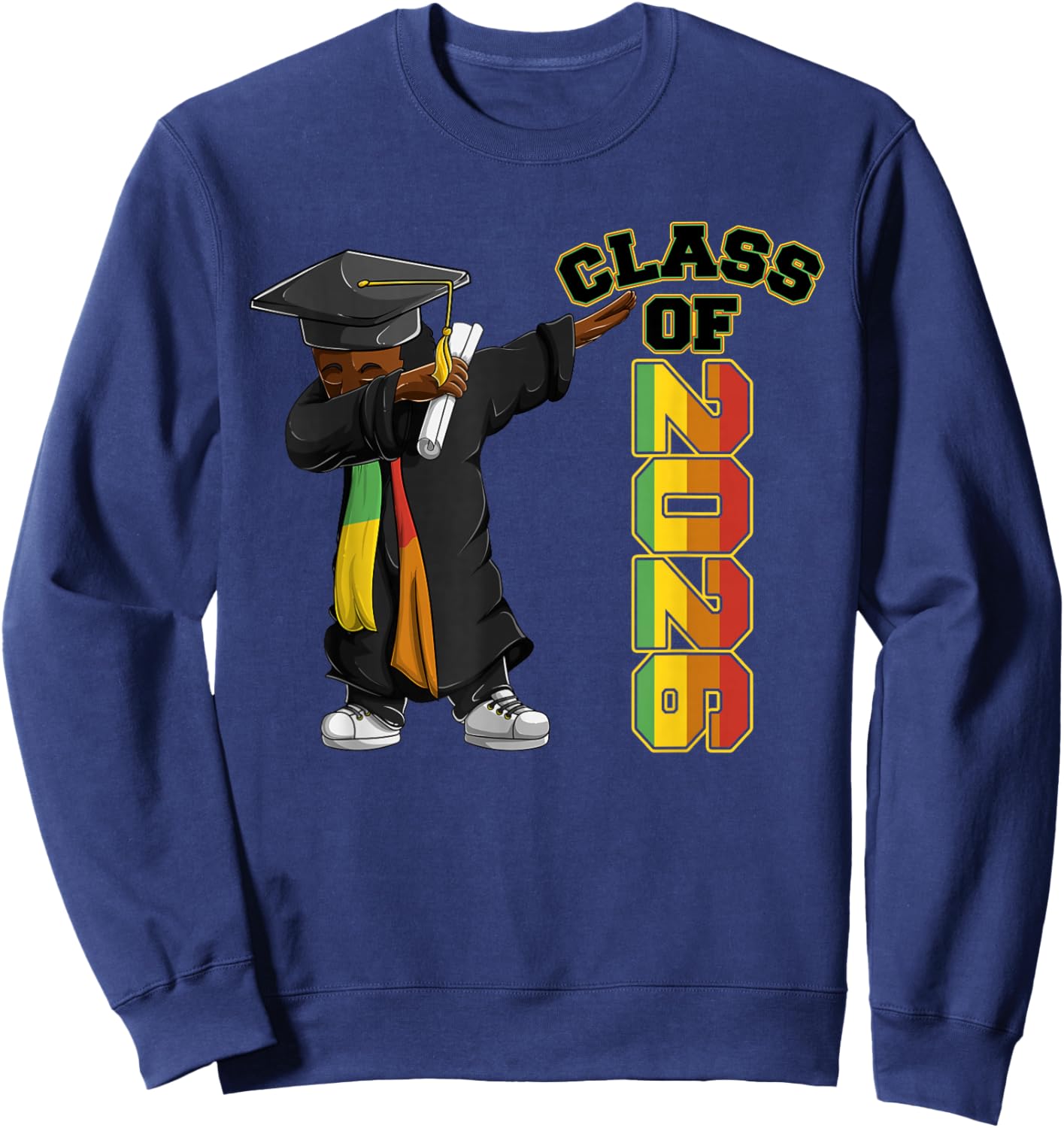African American Graduate Boys, Dabbing Class Of 2026 Sweatshirt - Sweatshirt | Navy