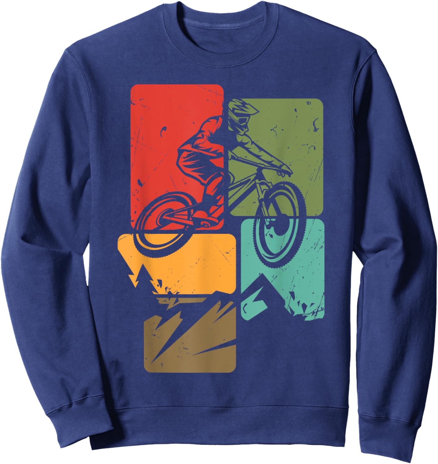 MTB for Mountain Biker | Retro Mountain Bike Sweatshirt - Sweatshirt | Navy