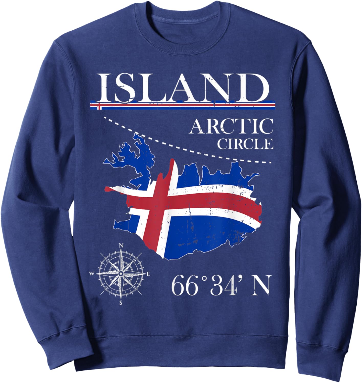 Island - Arctic Circle - Polar North Iceland Icelandic Flag Sweatshirt - Sweatshirt | Navy