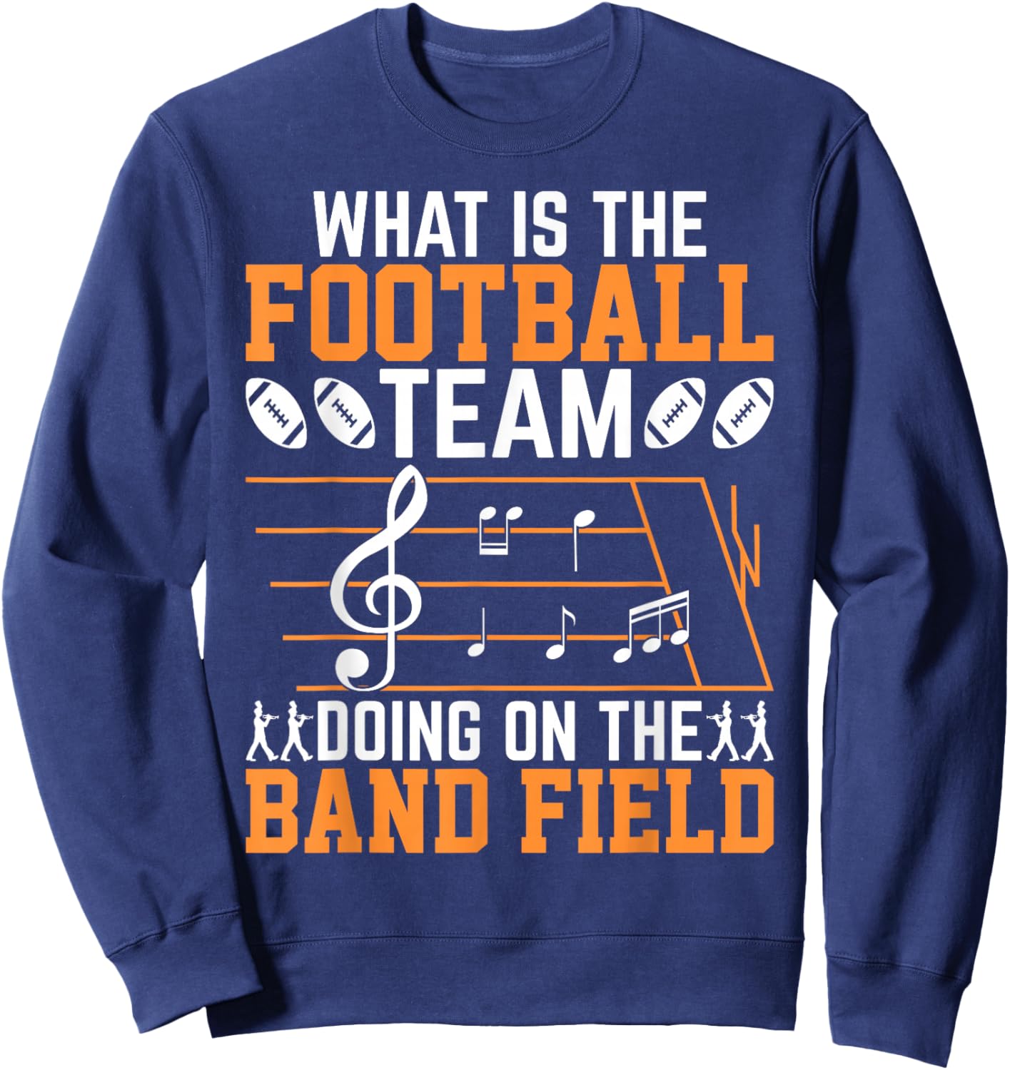 Marching Band Musician Musical Performance Gifts -Adults and Kids Black Small Football Team Doing On Band Field Modern Casual Sweatshirt - Sweatshirt | Navy