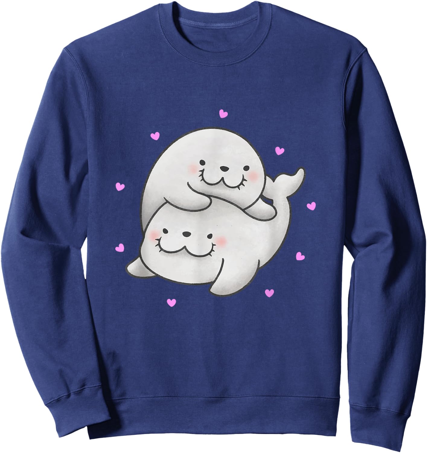 Cute Baby Harp Seal couple Sea Animals lover Gift Sweatshirt - Sweatshirt | Navy