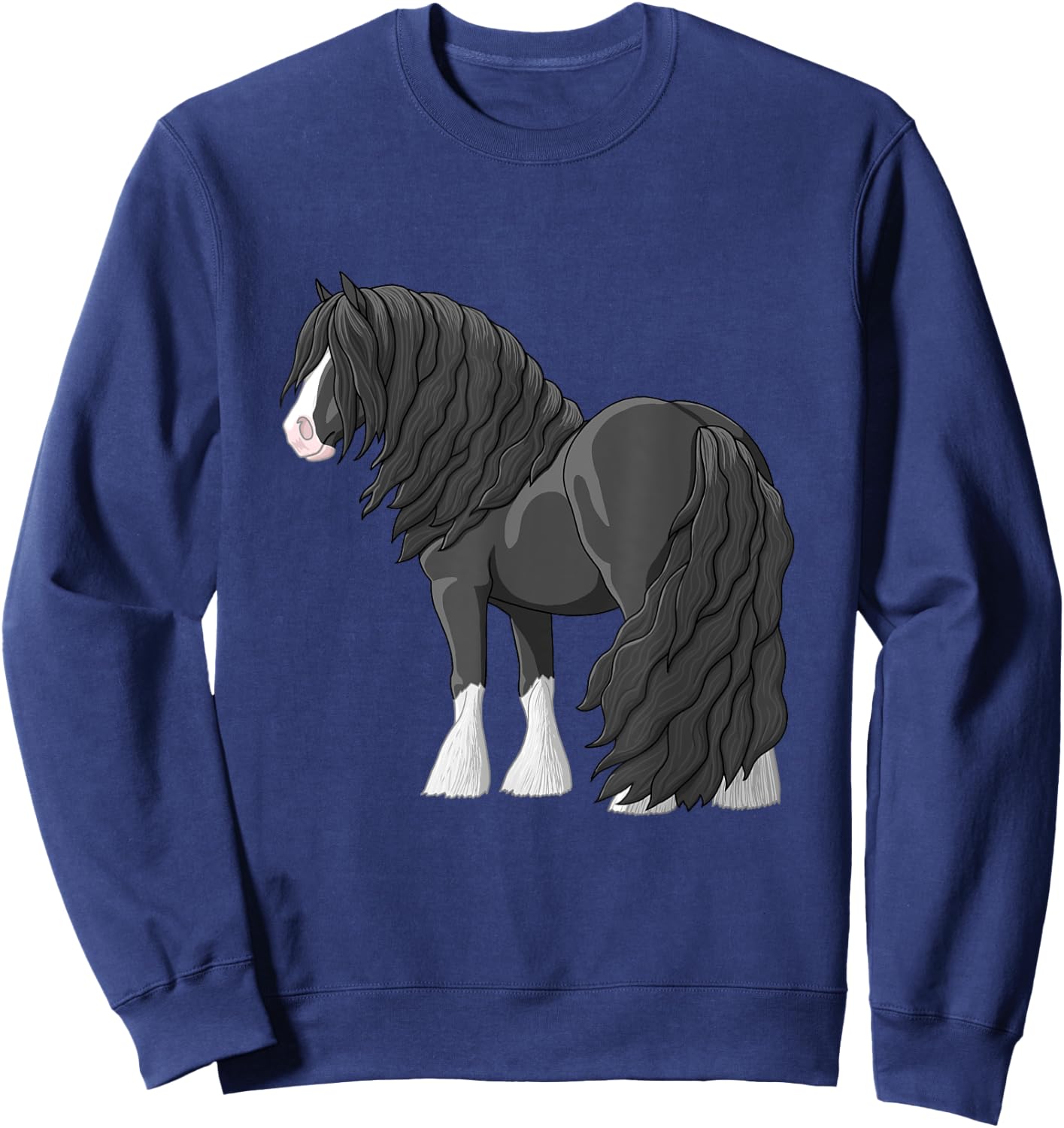 Black & White Gypsy Vanner Gypsy Cob Tinker Draft Horse Sweatshirt - Sweatshirt | Navy