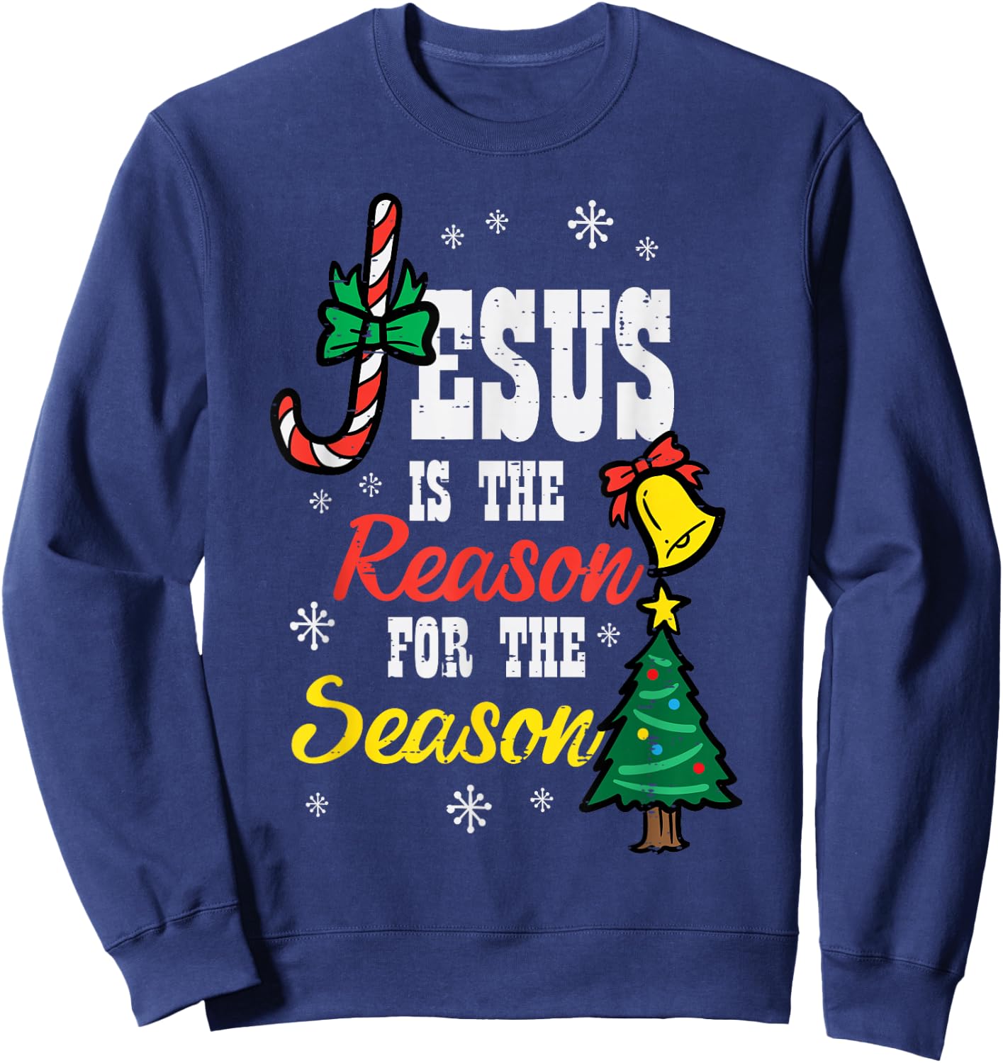 Jesus Reason For Season Christmas Christian Religious God Sweatshirt - Sweatshirt | Navy
