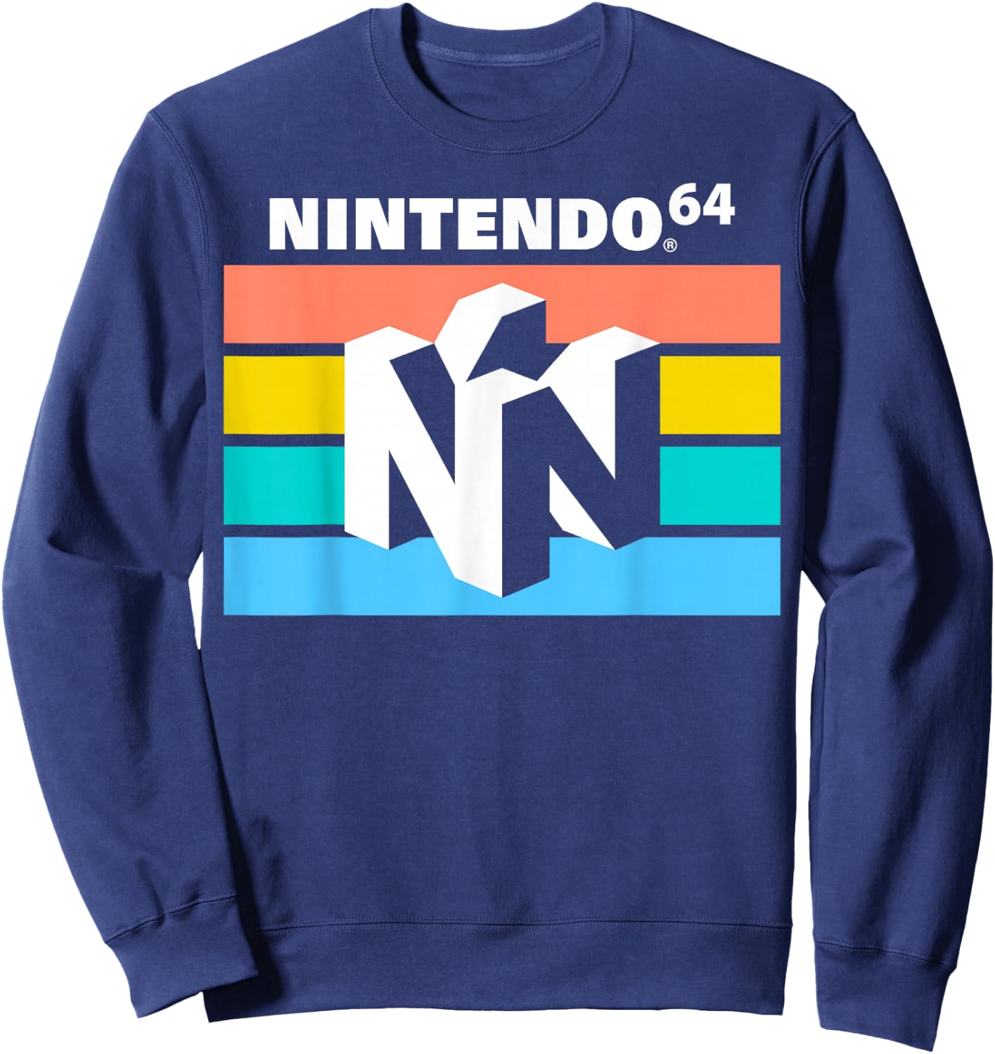 Nintendo Classic 64 Striped Logo Sweatshirt - Sweatshirt | Navy