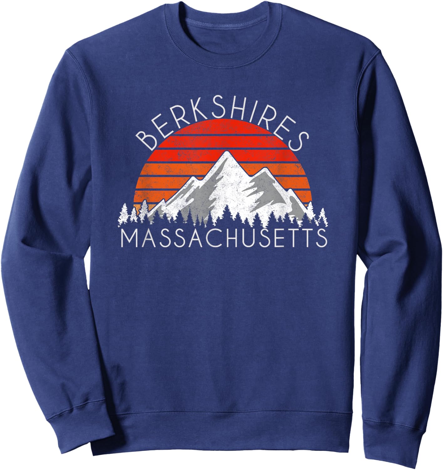 Retro Vintage Berkshires, Massachusetts Distressed Sweatshirt - Sweatshirt | Navy