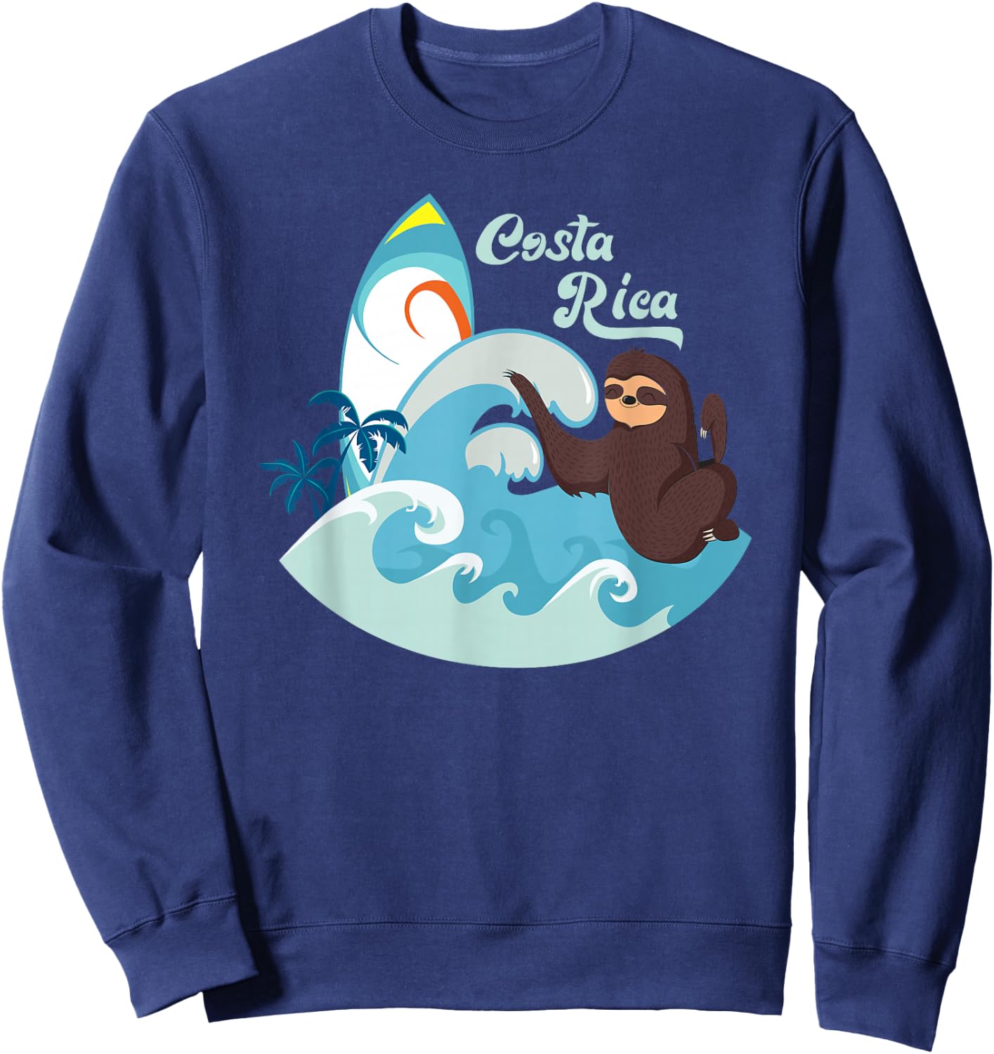 Costa Rica Beach Vacation Surf Sloth Souvenir Sweatshirt - Sweatshirt | Navy