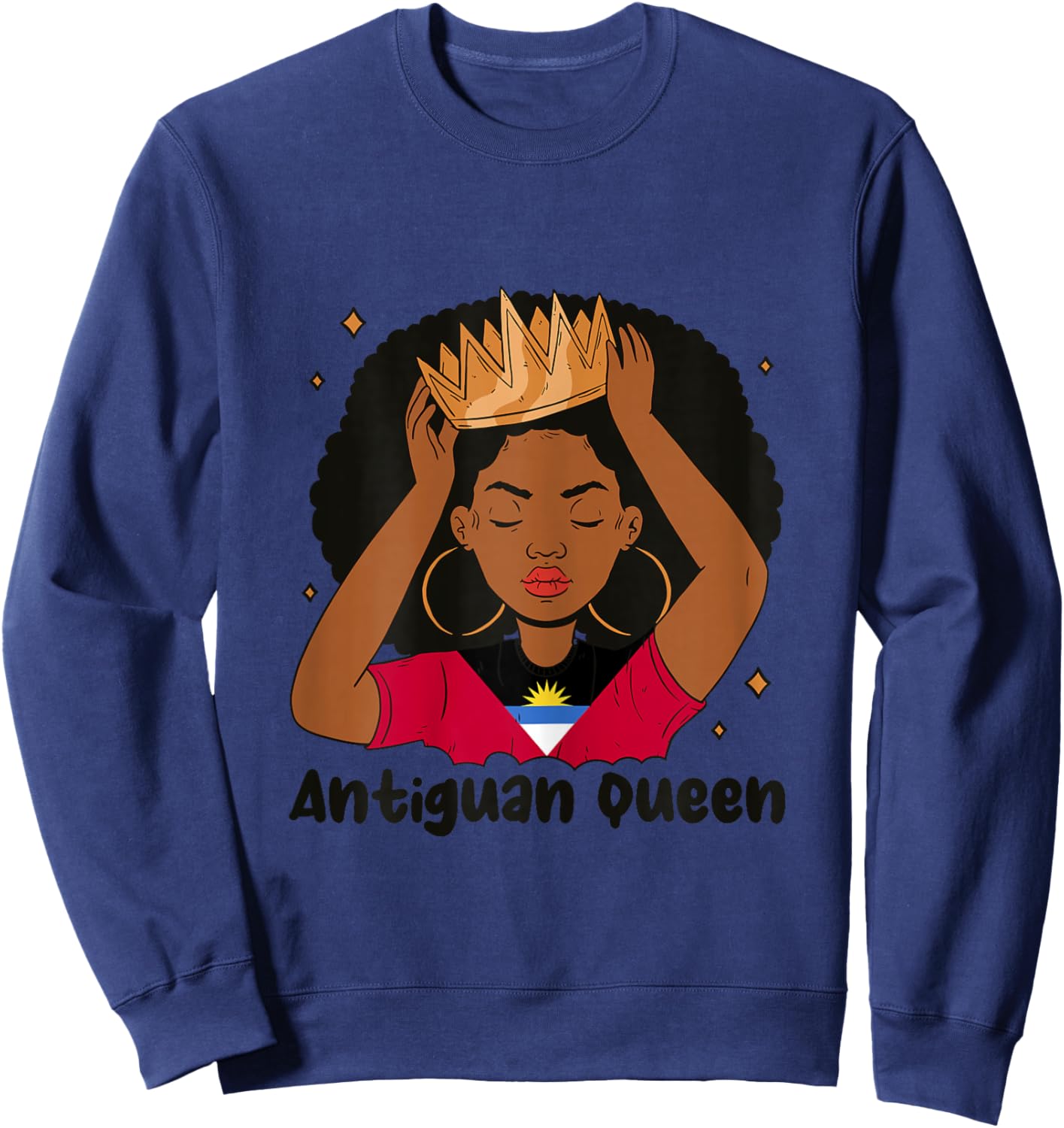 Antigua Barbuda Heritage Gift Women's Grey X-Small Classic Fit Graphic Solid Modern Sweatshirt - Sweatshirt | Navy
