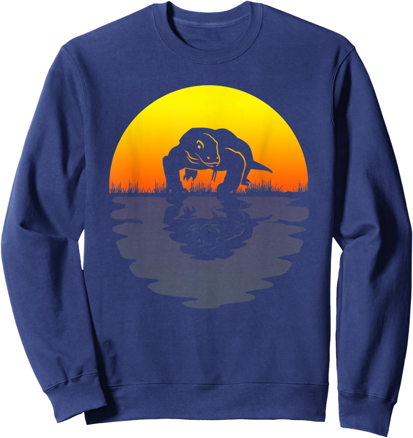 Komodo dragon shirt retro sunset 70s vintage Komodo dragon Sweatshirt - Sweatshirt | Navy