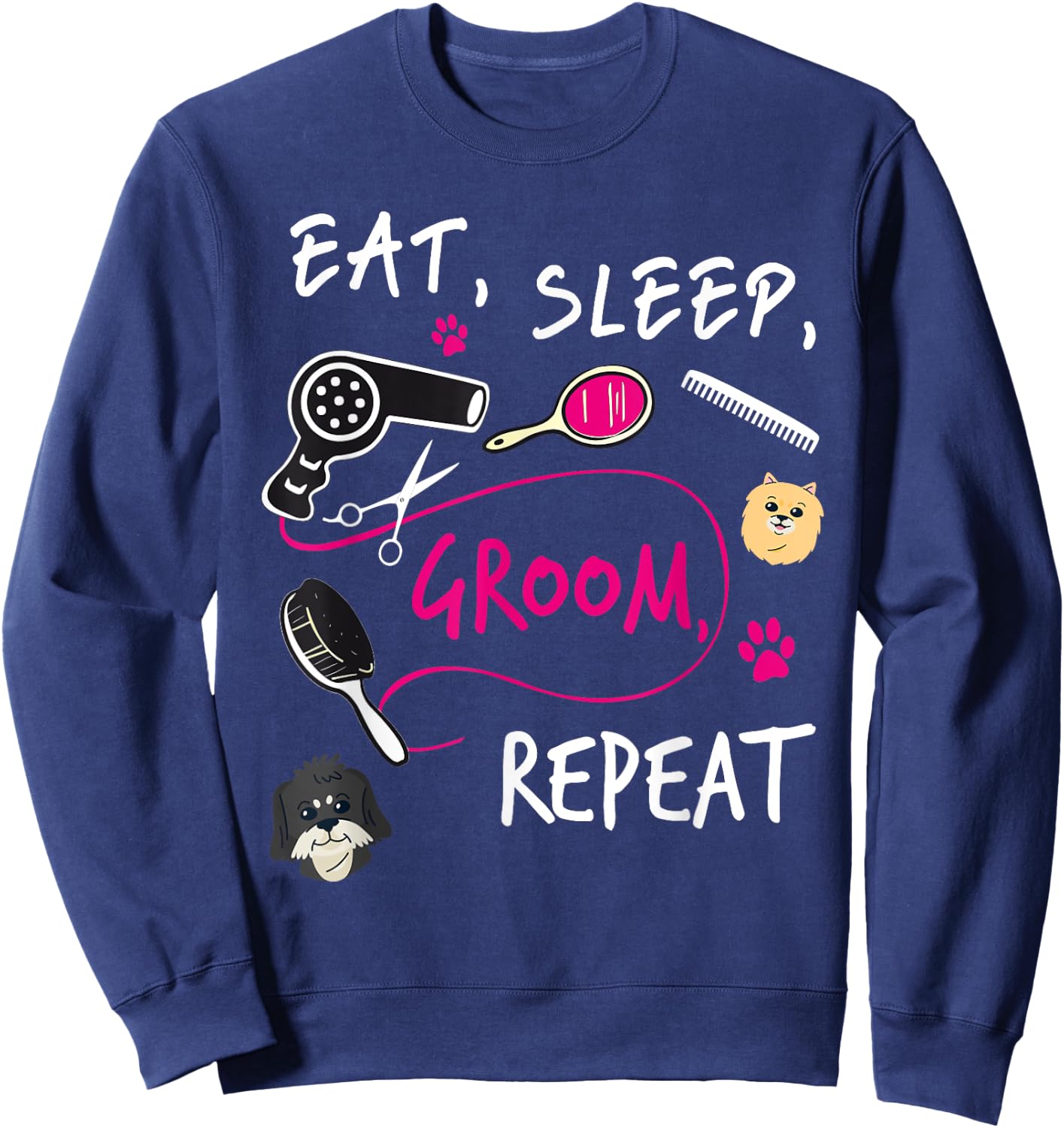 Dog Groomer Gift Funny Dog Grooming Shirt Dog Salon Women Girls Kids Sweatshirt - Sweatshirt | Navy
