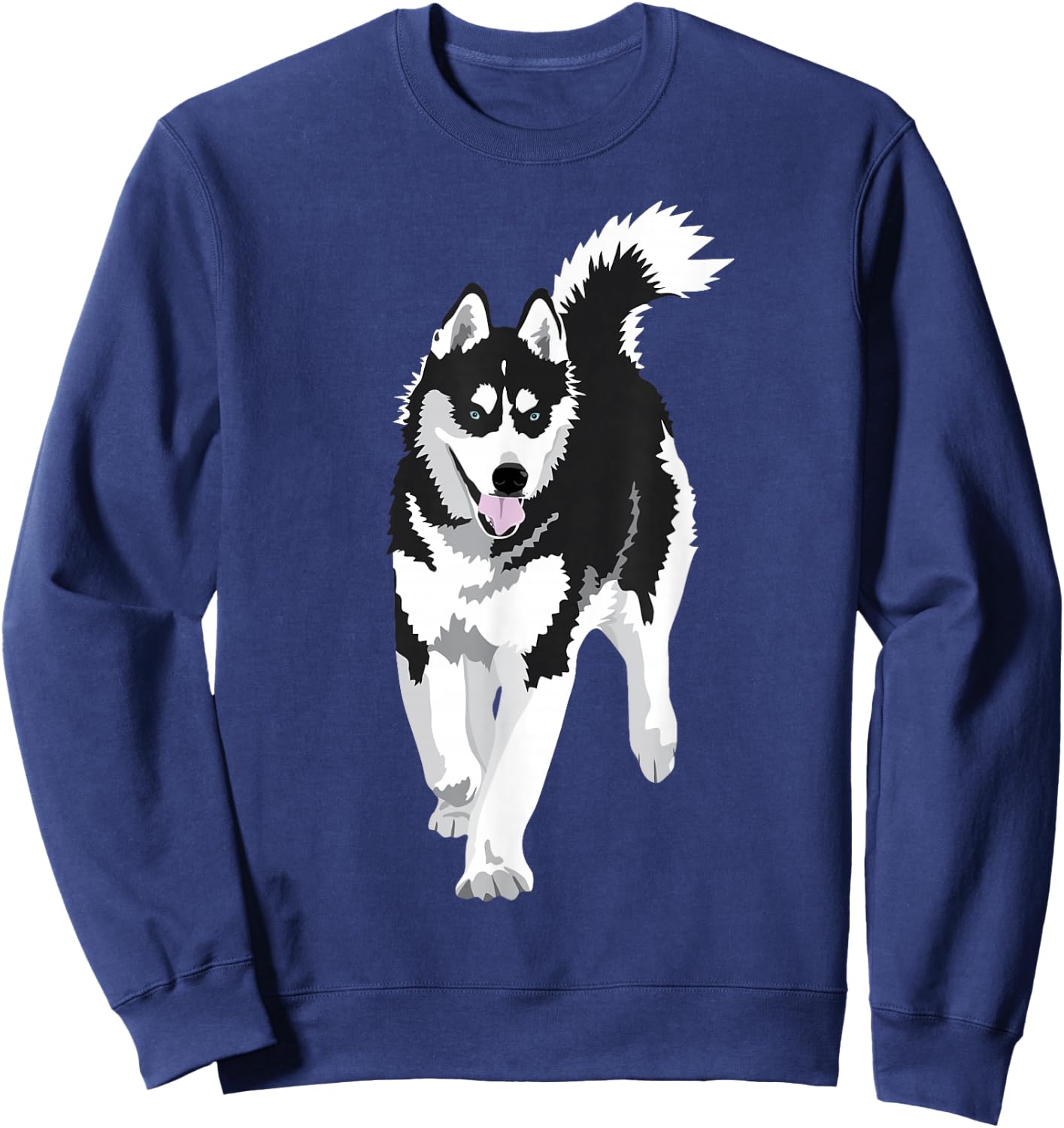 black and white Siberian Husky Snow Dog Sweatshirt - Sweatshirt | Navy