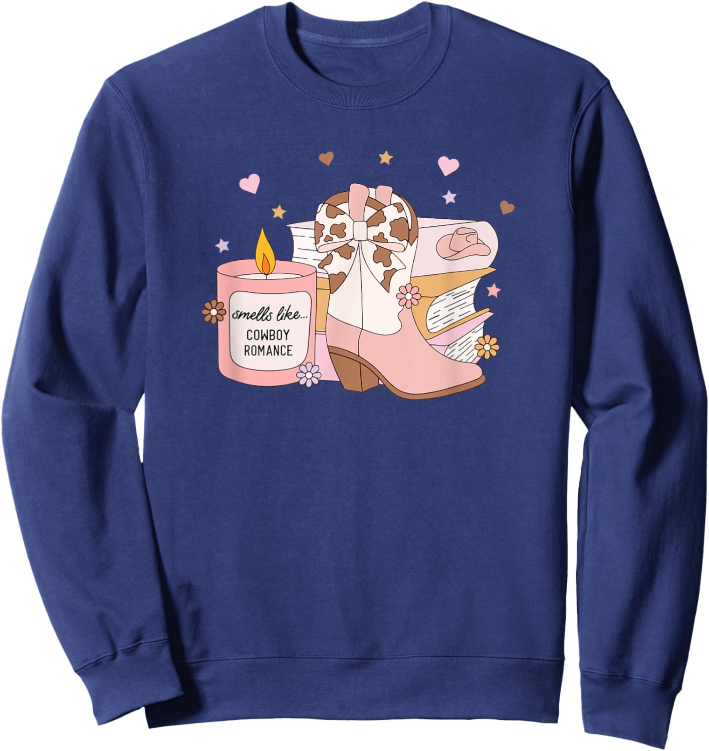 Smells Like Cowboy Romance, Funny Book Lover Sweatshirt - Sweatshirt | Navy