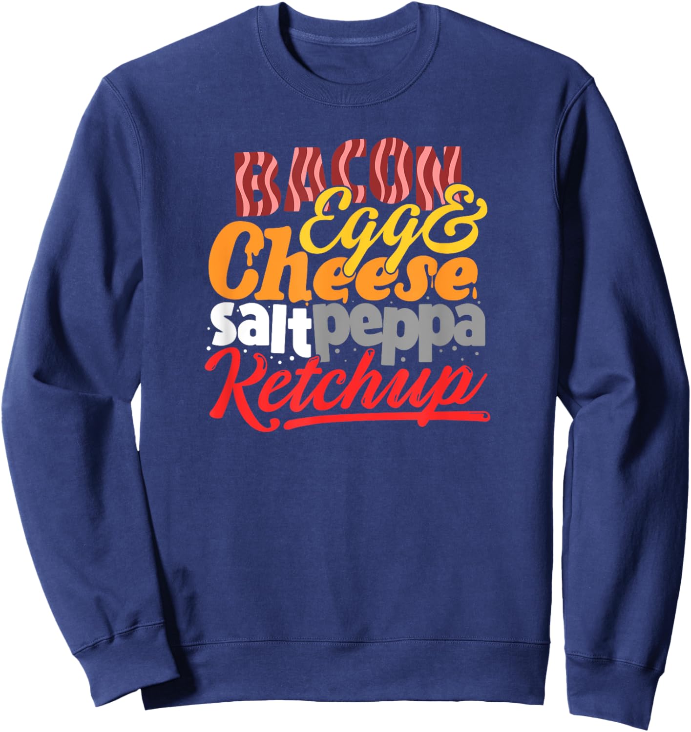 New York Breakfast Sandwich BECSPK Bacon Egg & Cheese Foodie Sweatshirt - Sweatshirt | Navy