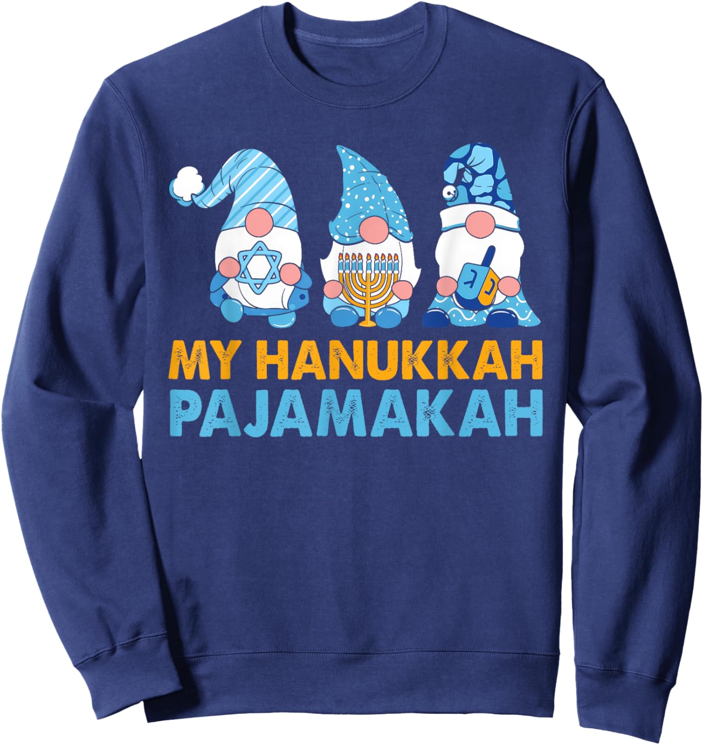 My Hanukkah Pajamakah Funny Chanukah Pajamas Xmas Women Kids Sweatshirt - Sweatshirt | Navy