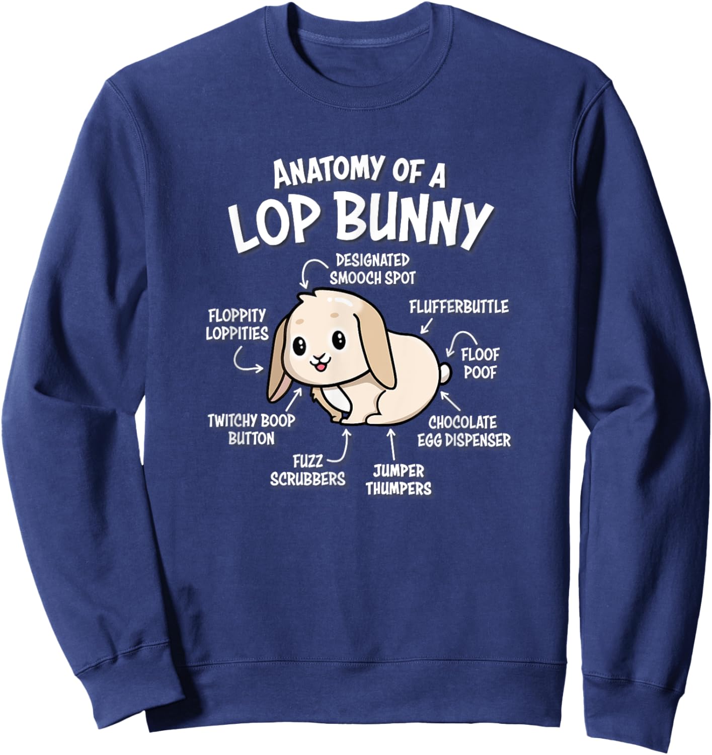 Anatomy of Mini Holland Lop Bunny Rabbit Lover Sweatshirt - Sweatshirt | Navy